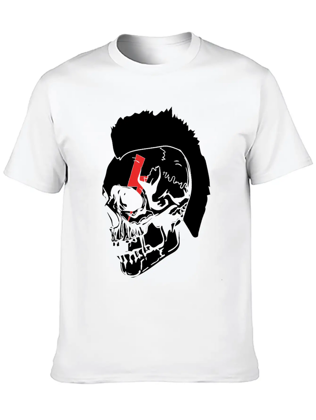 Punk Rock Lightning Skull Mohawk Product Relaxed Everyday Tee – Lightweight And Durable Cotton