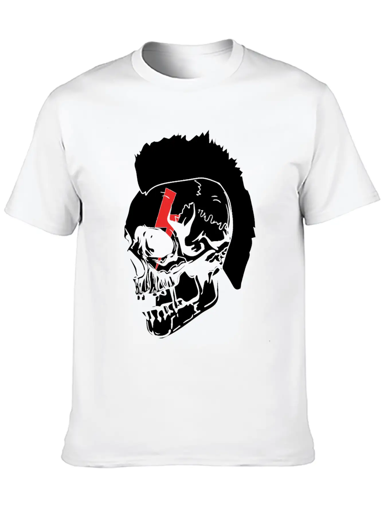 Punk Rock Lightning Skull Mohawk Product Relaxed Everyday Tee – Lightweight And Durable Cotton