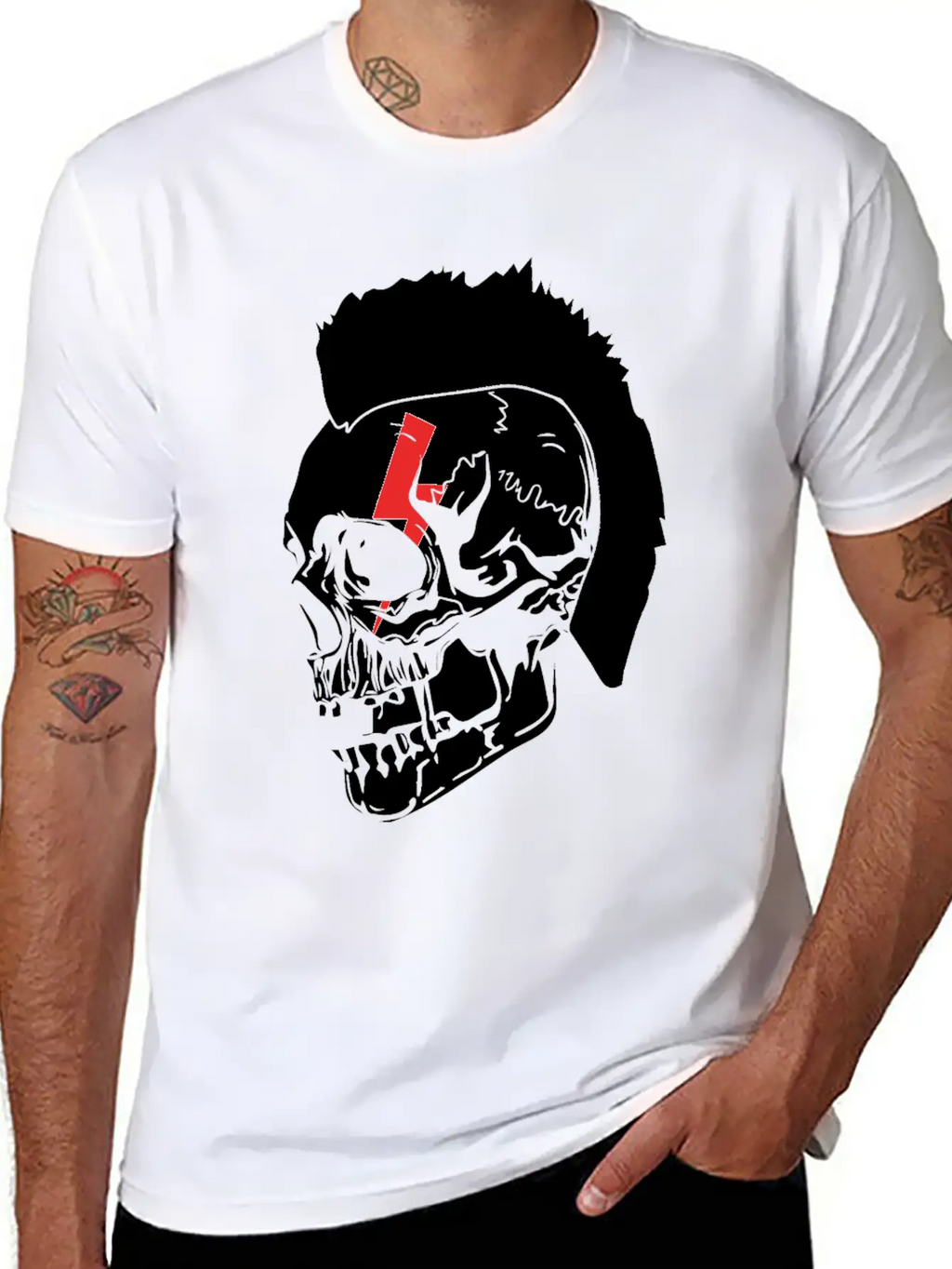 Punk Rock Lightning Skull Mohawk Product Relaxed Everyday Tee – Lightweight And Durable Cotton