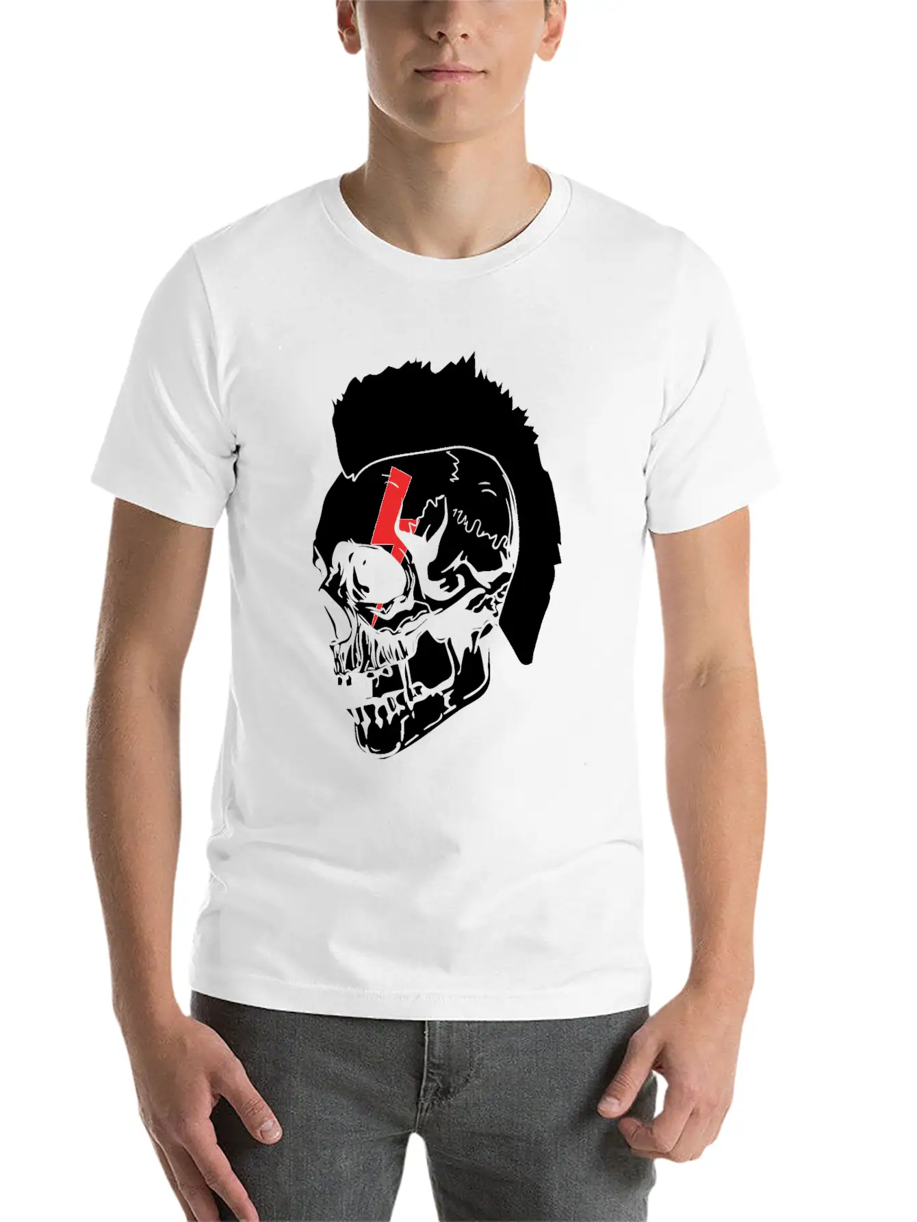 Punk Rock Lightning Skull Mohawk Product Relaxed Everyday Tee – Lightweight And Durable Cotton