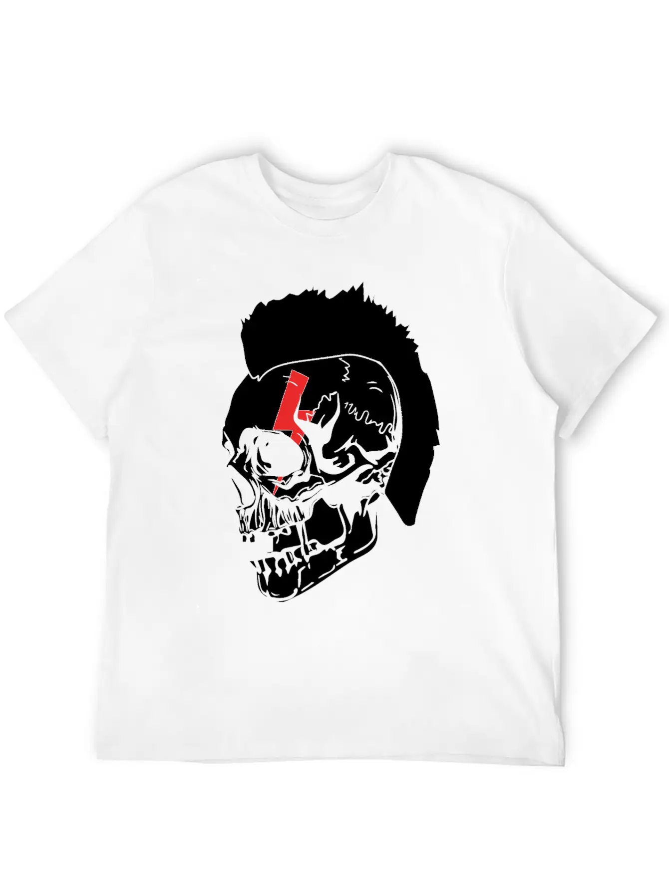 Punk Rock Lightning Skull Mohawk Product Relaxed Everyday Tee – Lightweight And Durable Cotton