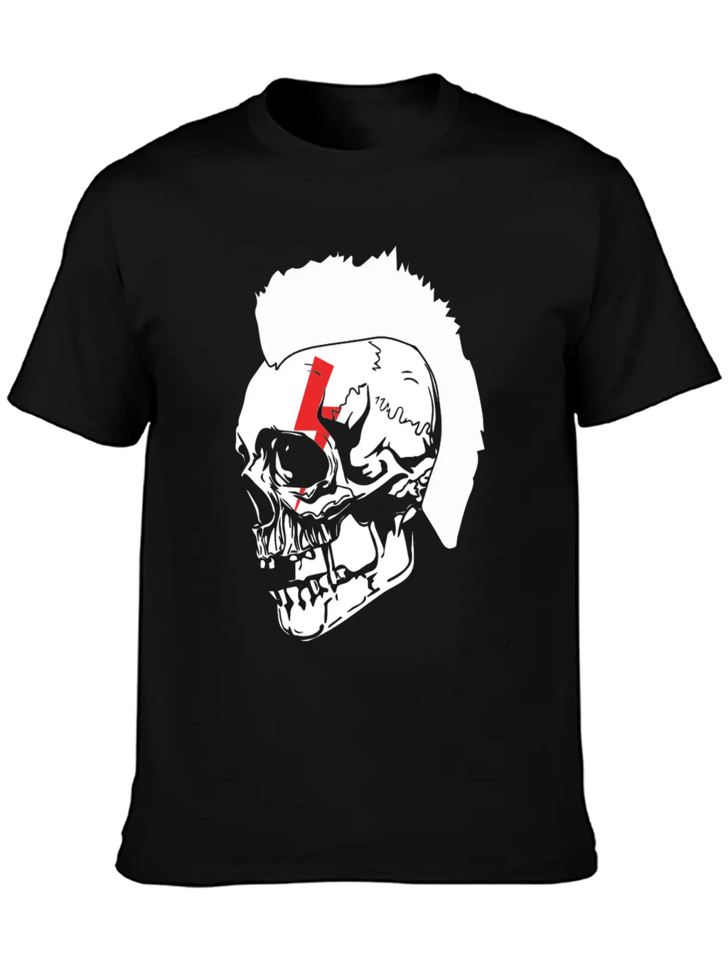 Punk Rock Lightning Skull Mohawk Product Relaxed Everyday Tee – Lightweight And Durable Cotton