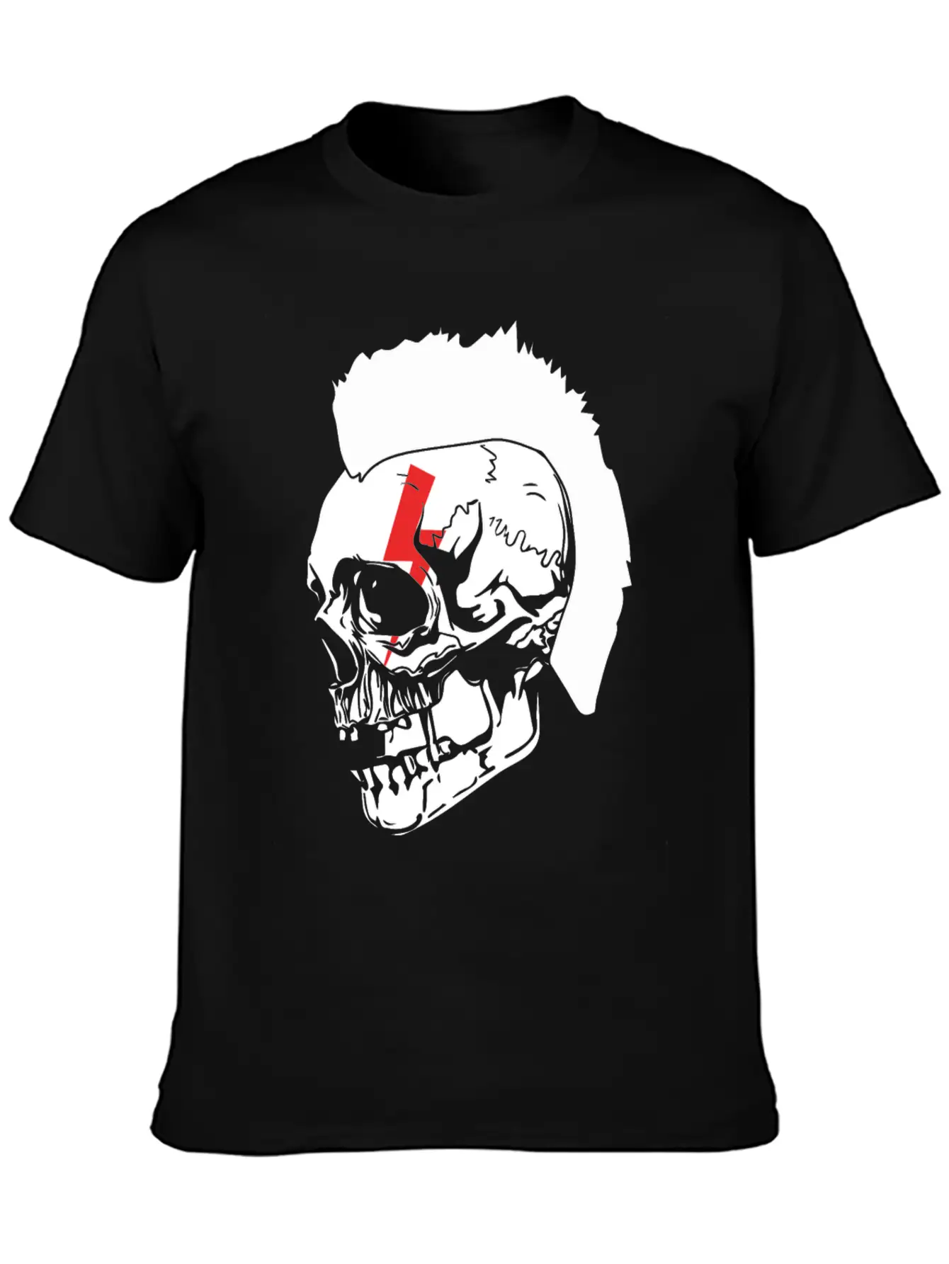Punk Rock Lightning Skull Mohawk Product Relaxed Everyday Tee – Lightweight And Durable Cotton
