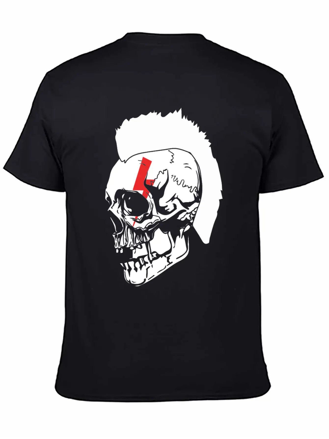 Punk Rock Lightning Skull Mohawk Product Relaxed Everyday Tee – Lightweight And Durable Cotton