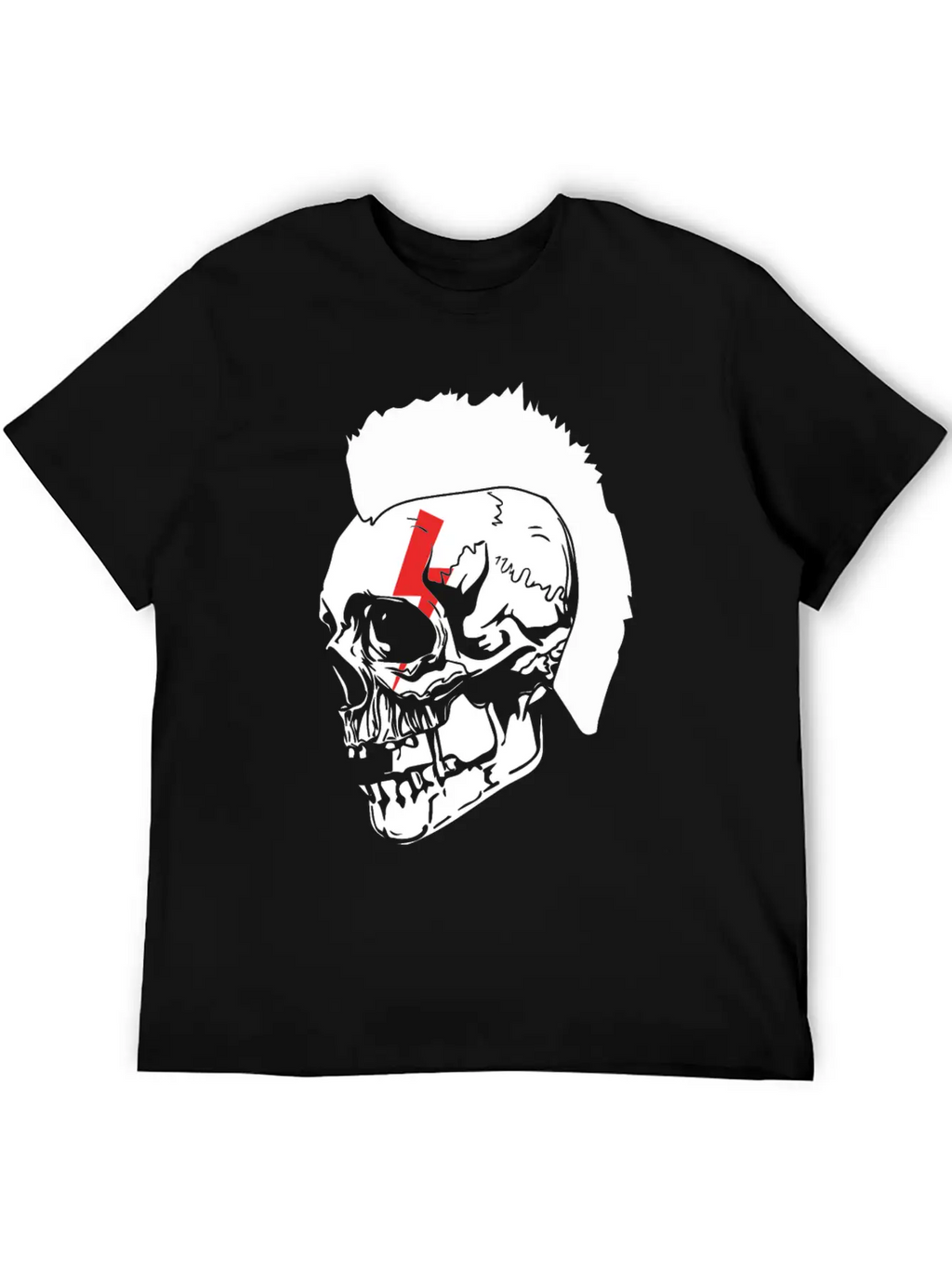 Punk Rock Lightning Skull Mohawk Product Relaxed Everyday Tee – Lightweight And Durable Cotton