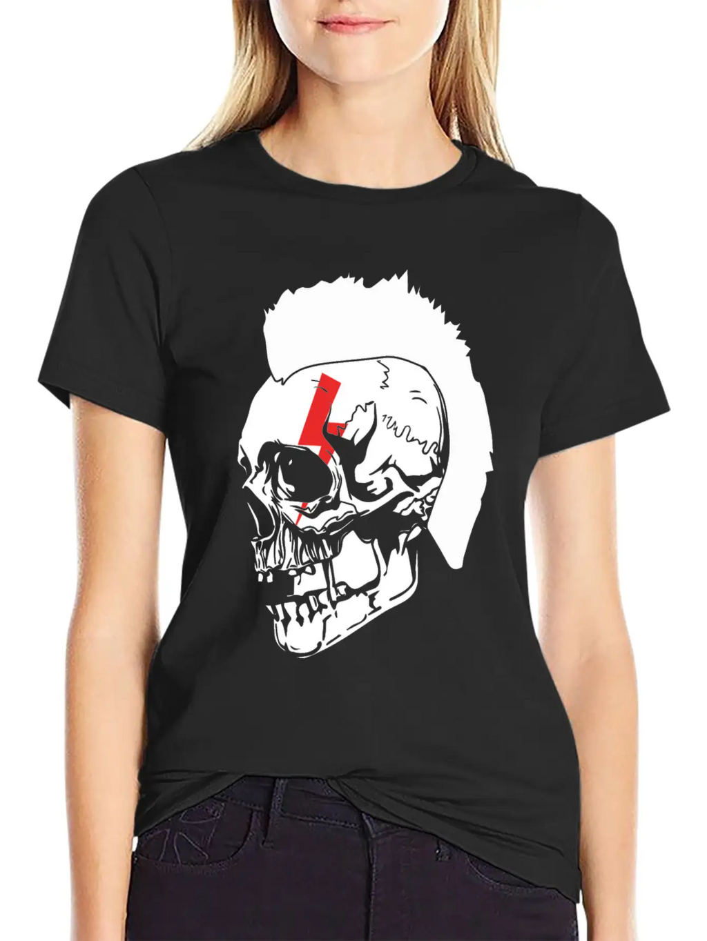 Punk Rock Lightning Skull Mohawk Product Relaxed Everyday Tee – Lightweight And Durable Cotton