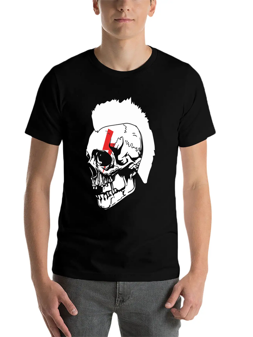 Punk Rock Lightning Skull Mohawk Product Relaxed Everyday Tee – Lightweight And Durable Cotton