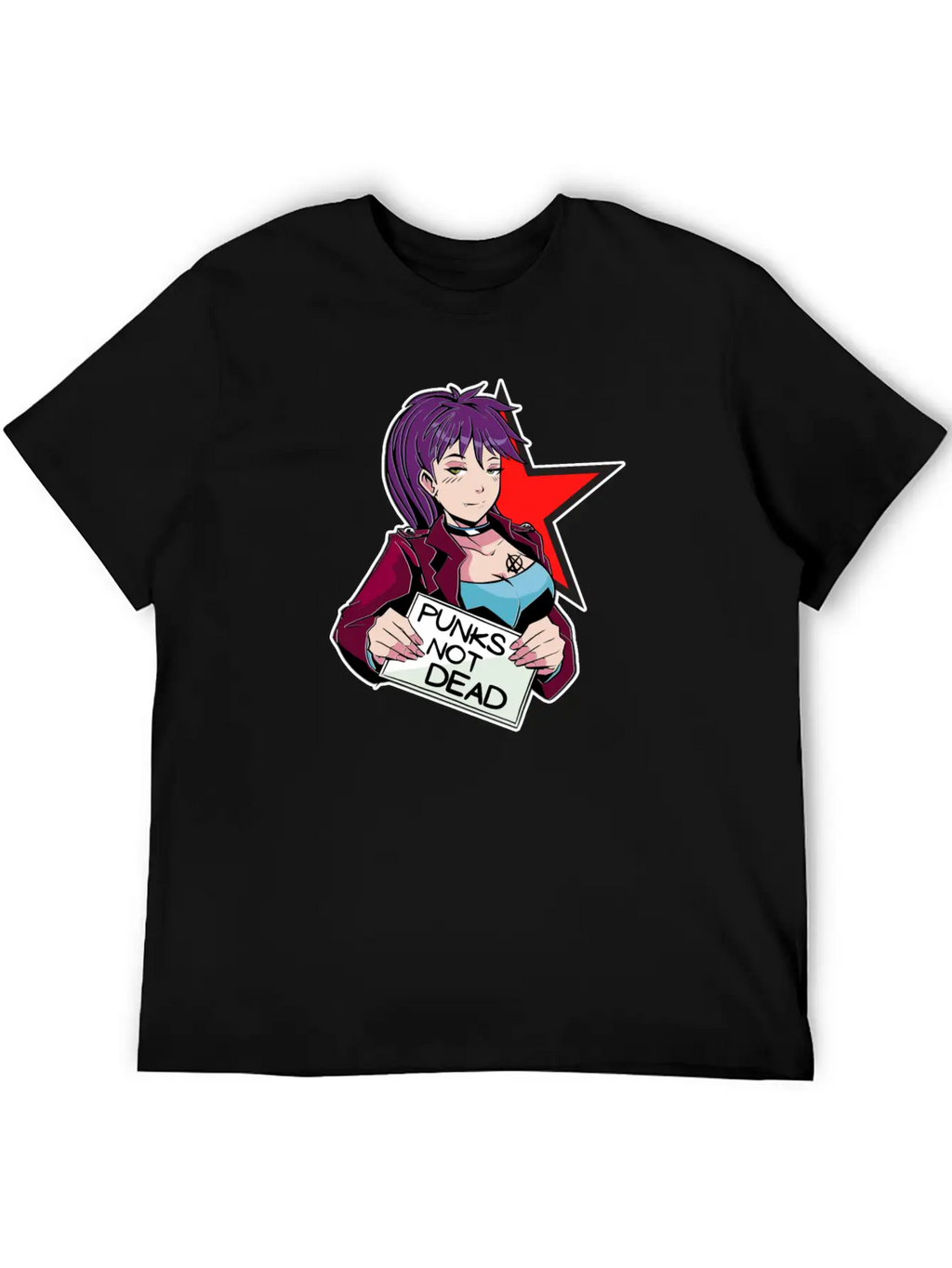 Punks Isn't Dead - Anime Matters Punker Emo Girl Classic Cotton Tee – Unisex Comfort For Any Season