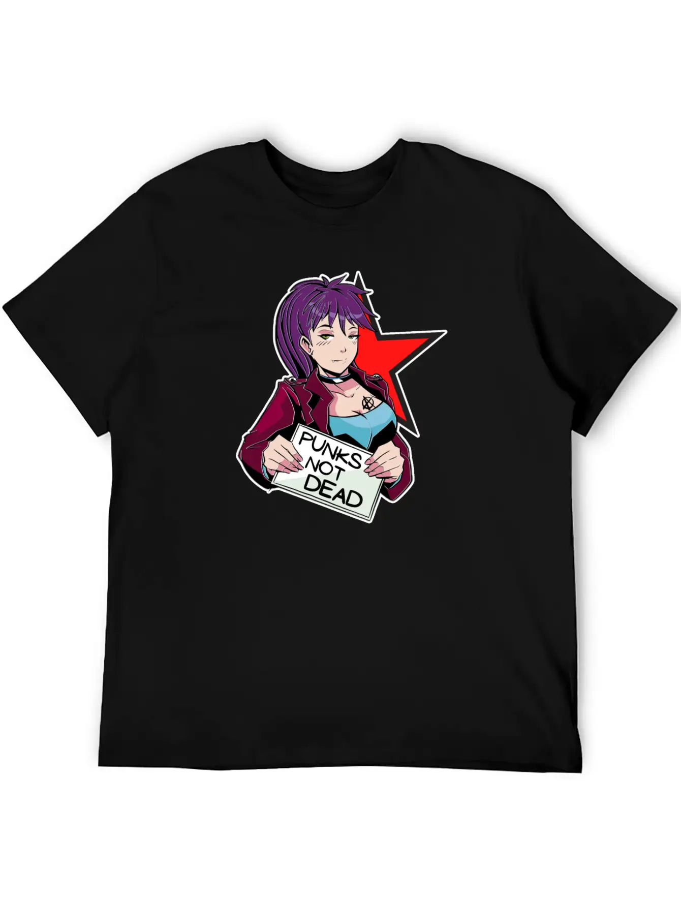 Punks Isn't Dead - Anime Matters Punker Emo Girl Classic Cotton Tee – Unisex Comfort For Any Season