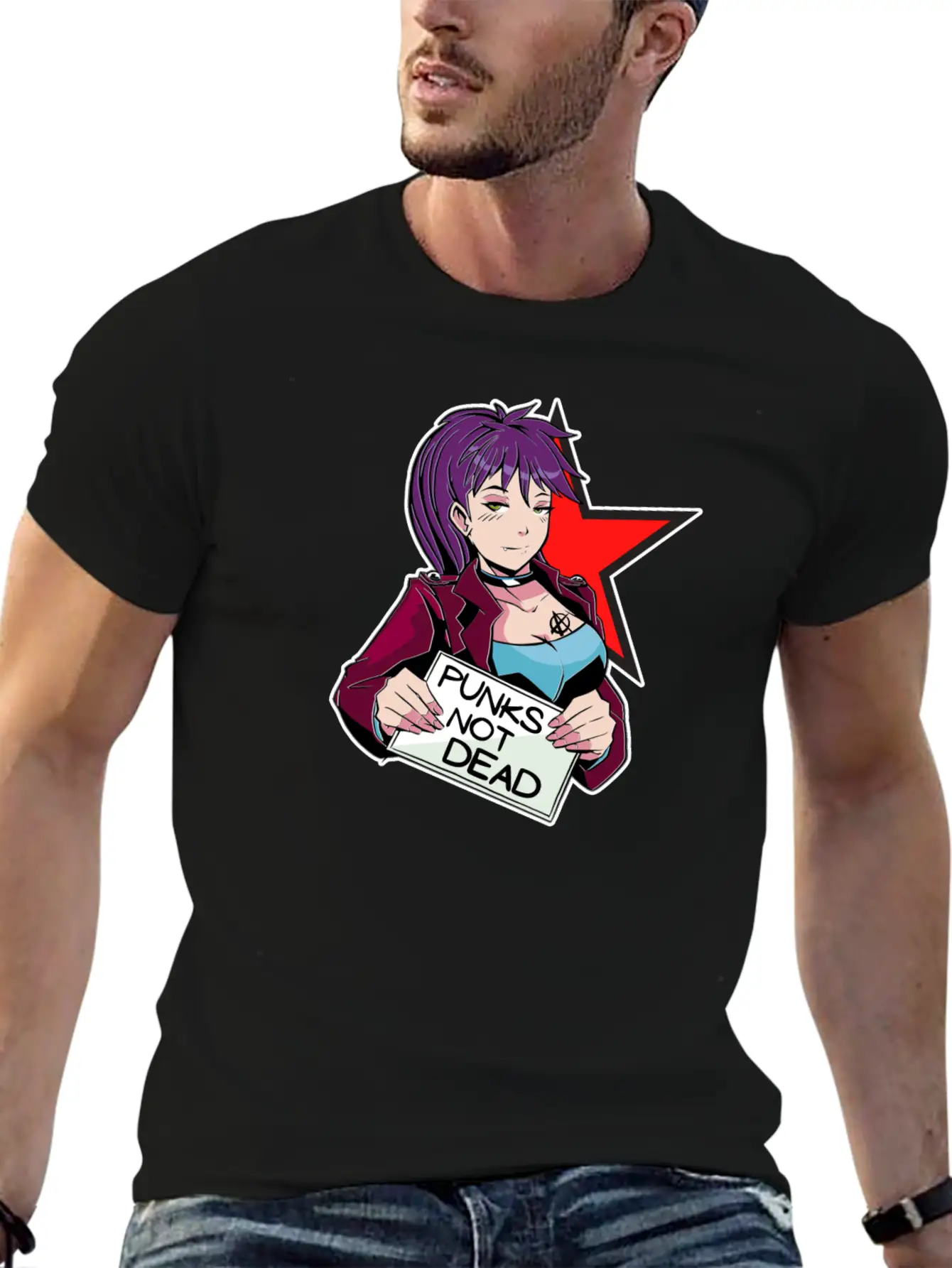 Punks Isn't Dead - Anime Matters Punker Emo Girl Classic Cotton Tee – Unisex Comfort For Any Season