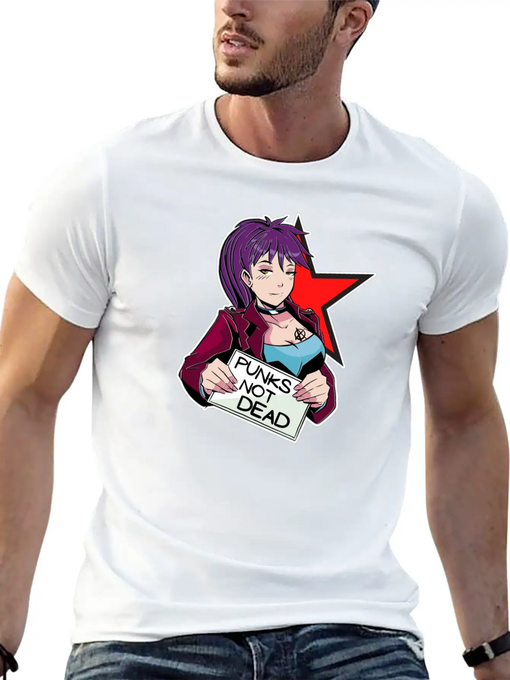 Punks Isn't Dead - Anime Matters Punker Emo Girl Classic Cotton Tee – Unisex Comfort For Any Season