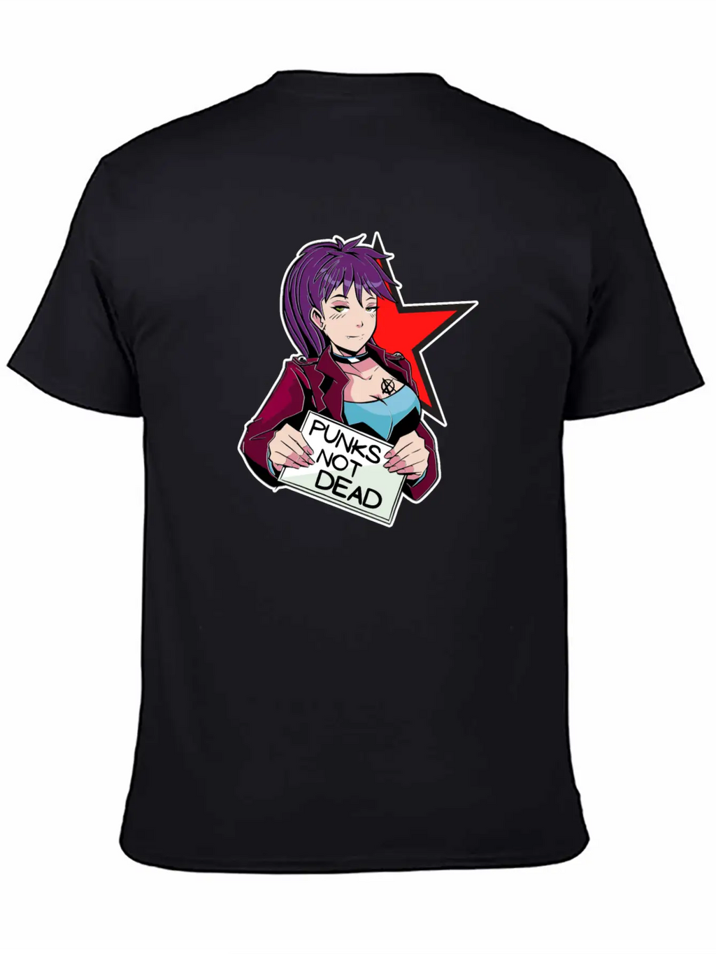 Punks Isn't Dead - Anime Matters Punker Emo Girl Classic Cotton Tee – Unisex Comfort For Any Season