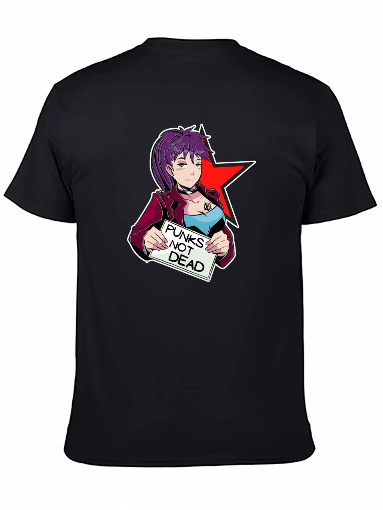 Punks Isn't Dead - Anime Matters Punker Emo Girl Classic Cotton Tee – Unisex Comfort For Any Season