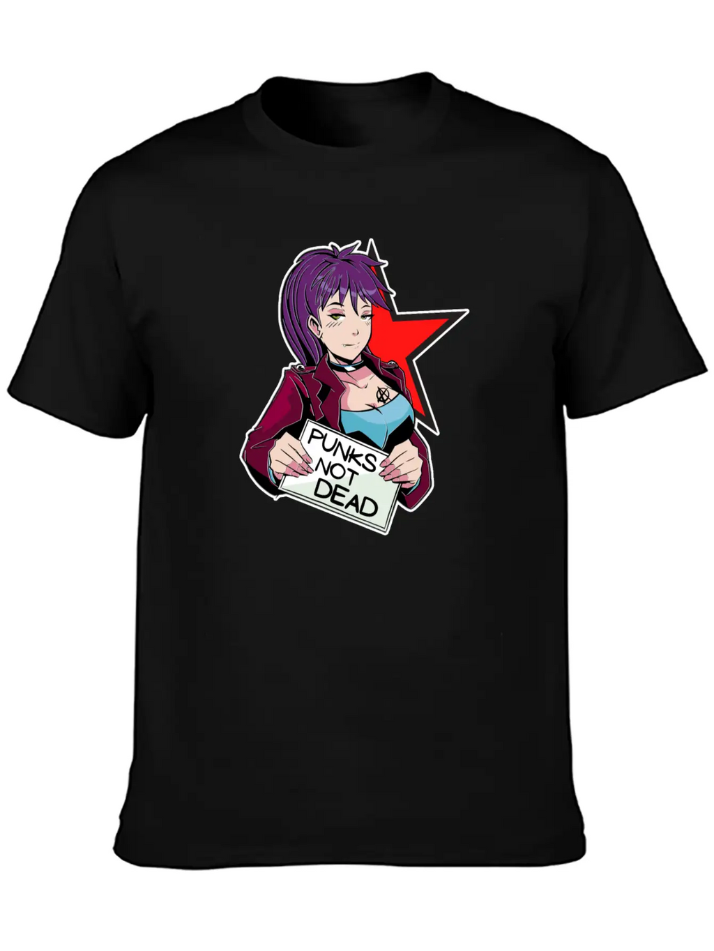 Punks Isn't Dead - Anime Matters Punker Emo Girl Classic Cotton Tee – Unisex Comfort For Any Season