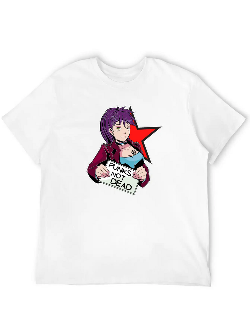 Punks Isn't Dead - Anime Matters Punker Emo Girl Classic Cotton Tee – Unisex Comfort For Any Season