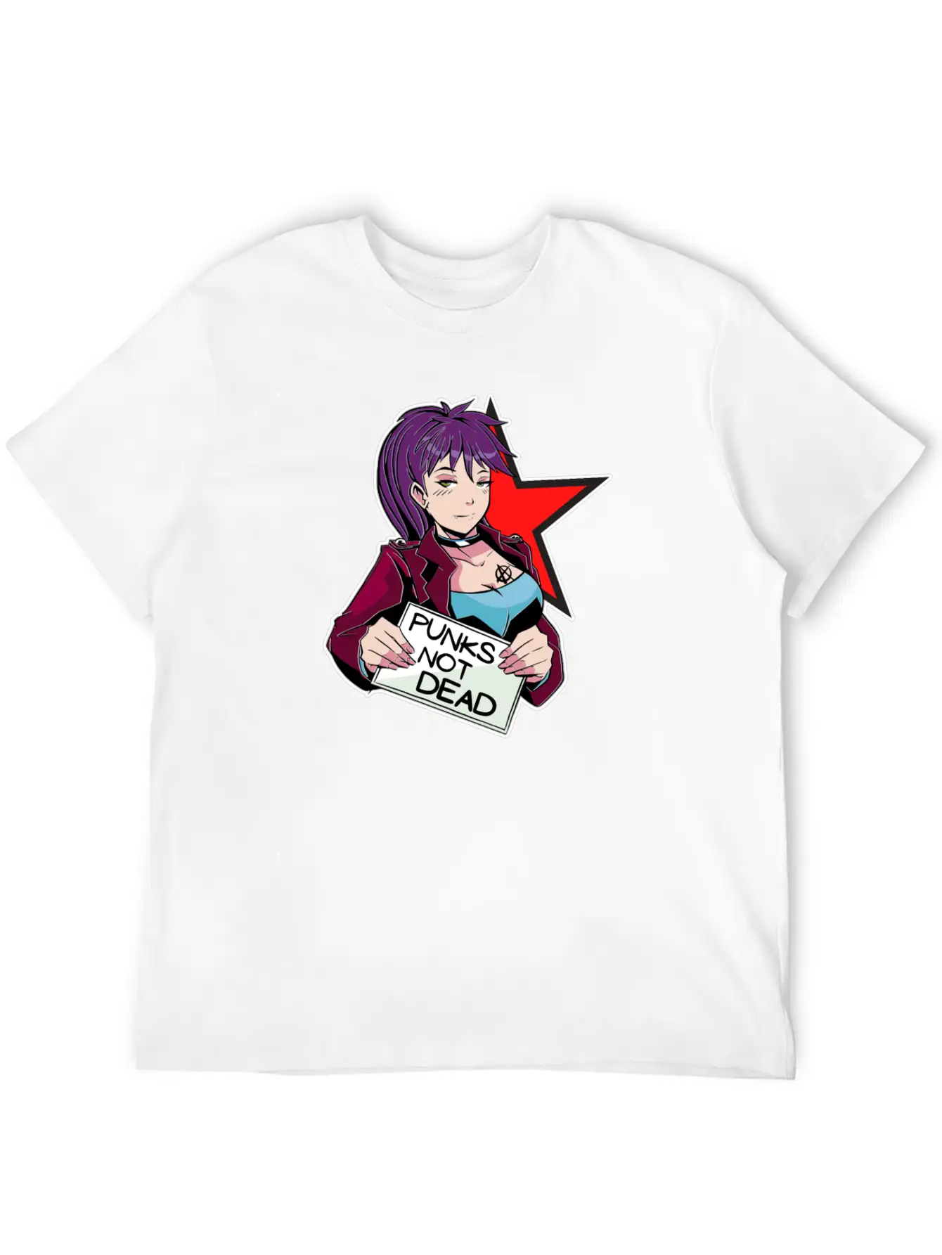 Punks Isn't Dead - Anime Matters Punker Emo Girl Classic Cotton Tee – Unisex Comfort For Any Season