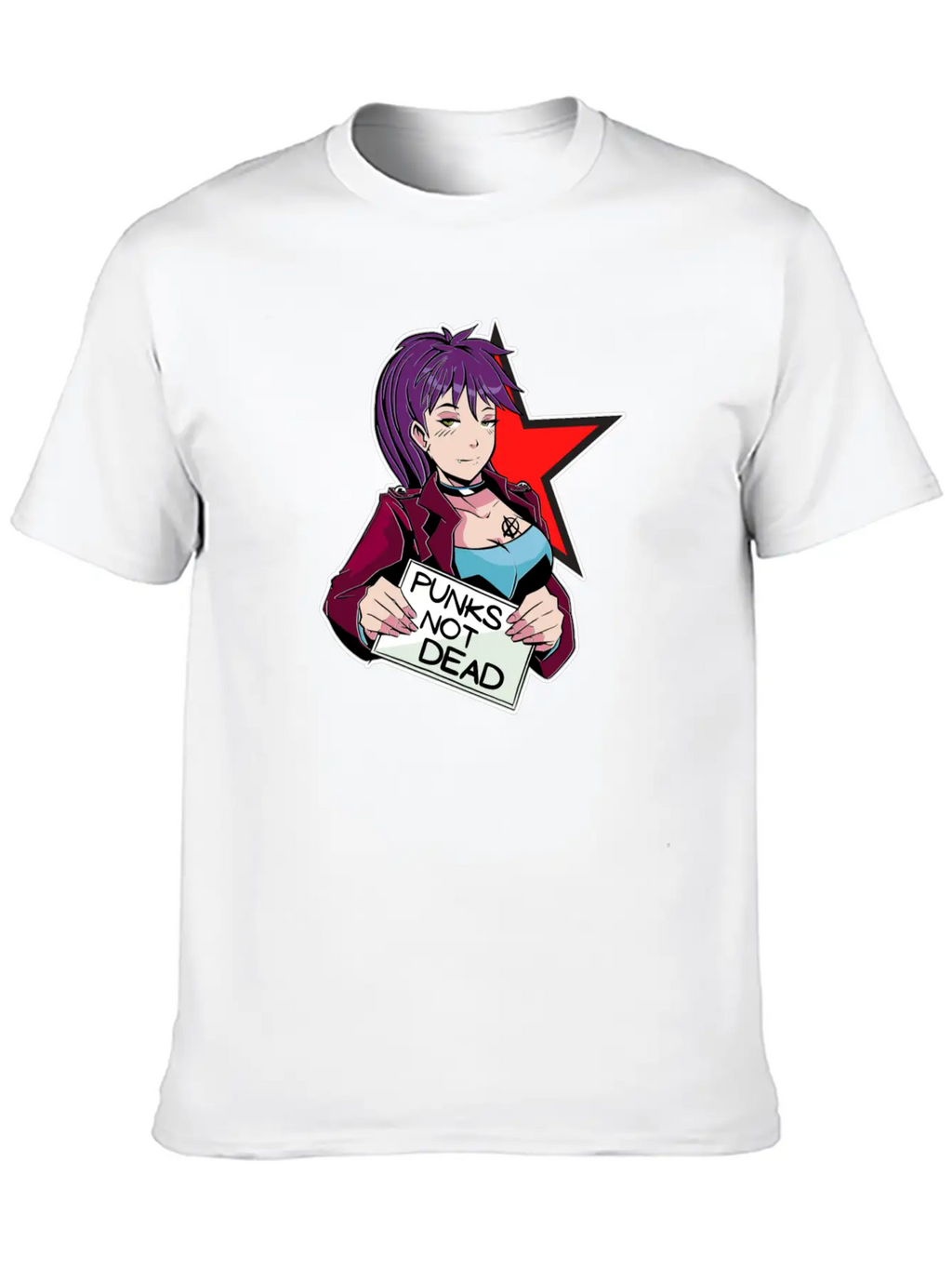 Punks Isn't Dead - Anime Matters Punker Emo Girl Classic Cotton Tee – Unisex Comfort For Any Season