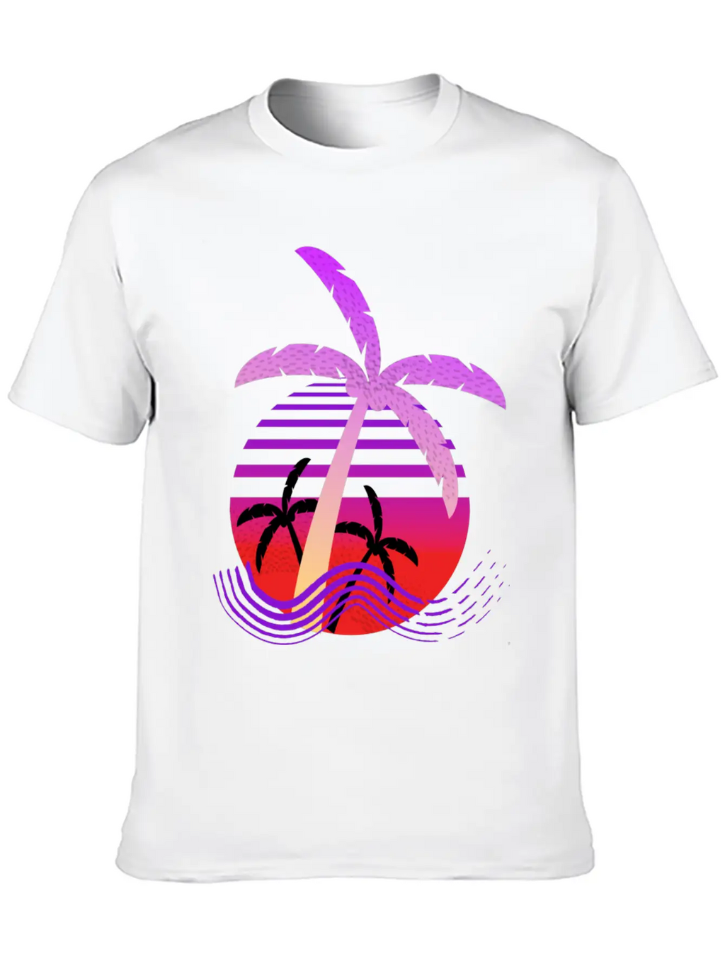 Purple Coconut Tree With Sunrise. Breathable Graphic T-Shirt – Perfect For Casual Days