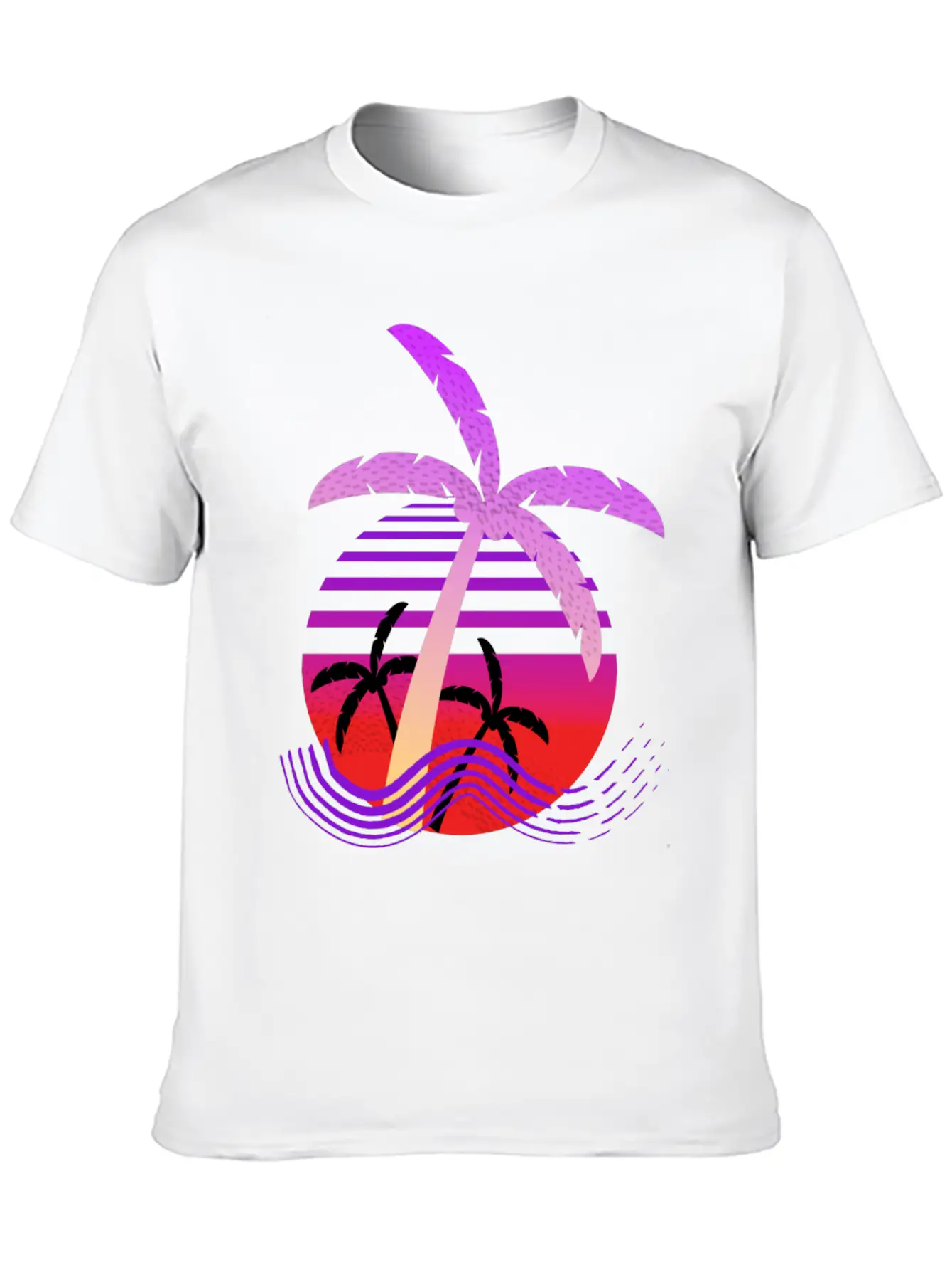 Purple Coconut Tree With Sunrise. Breathable Graphic T-Shirt – Perfect For Casual Days