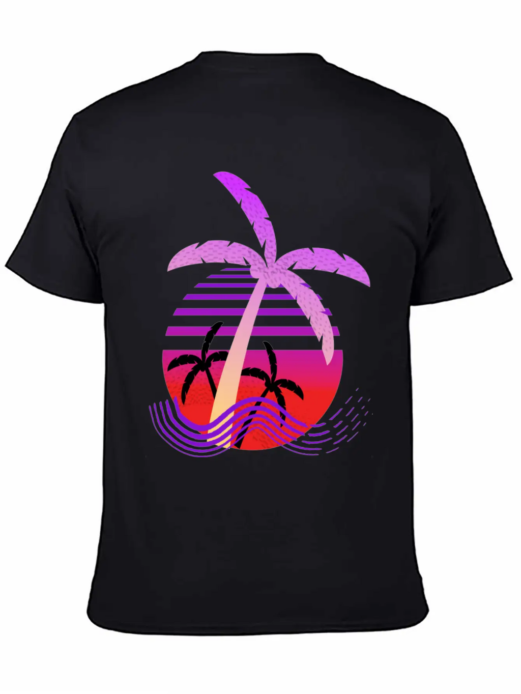 Purple Coconut Tree With Sunrise. Breathable Graphic T-Shirt – Perfect For Casual Days