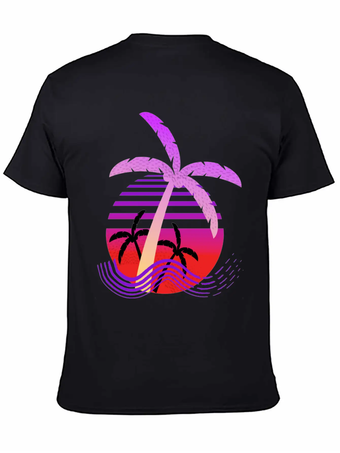 Purple Coconut Tree With Sunrise. Breathable Graphic T-Shirt – Perfect For Casual Days