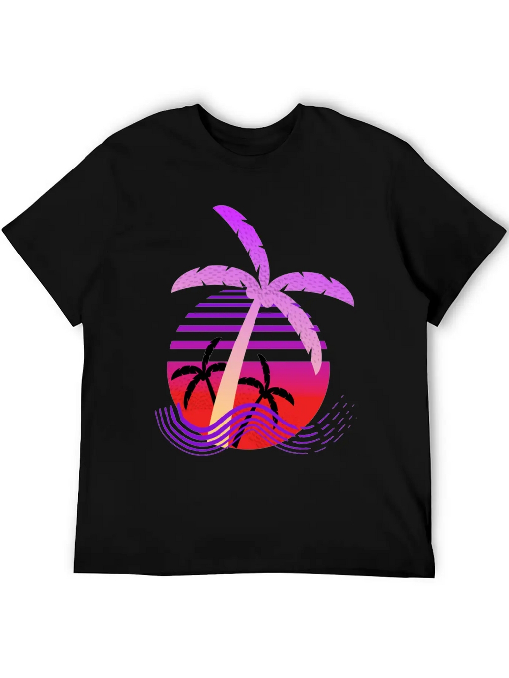 Purple Coconut Tree With Sunrise. Breathable Graphic T-Shirt – Perfect For Casual Days