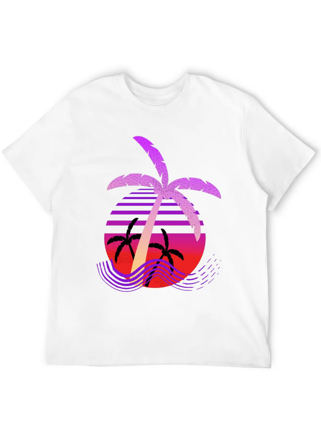 Purple Coconut Tree With Sunrise. Breathable Graphic T-Shirt – Perfect For Casual Days