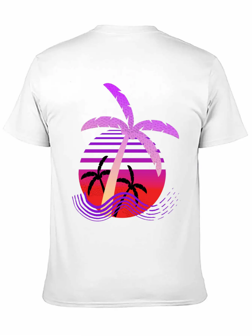 Purple Coconut Tree With Sunrise. Breathable Graphic T-Shirt – Perfect For Casual Days