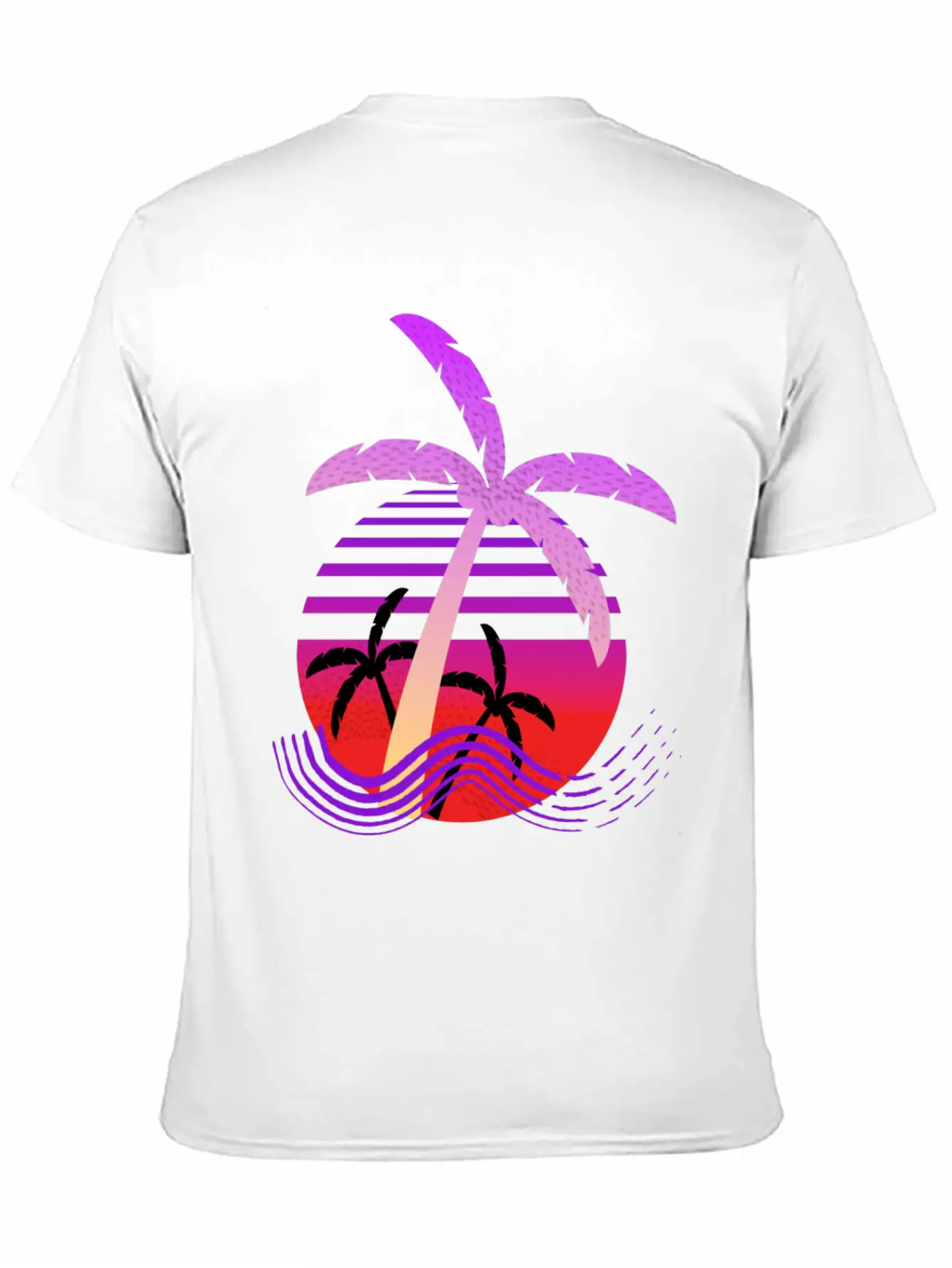 Purple Coconut Tree With Sunrise. Breathable Graphic T-Shirt – Perfect For Casual Days