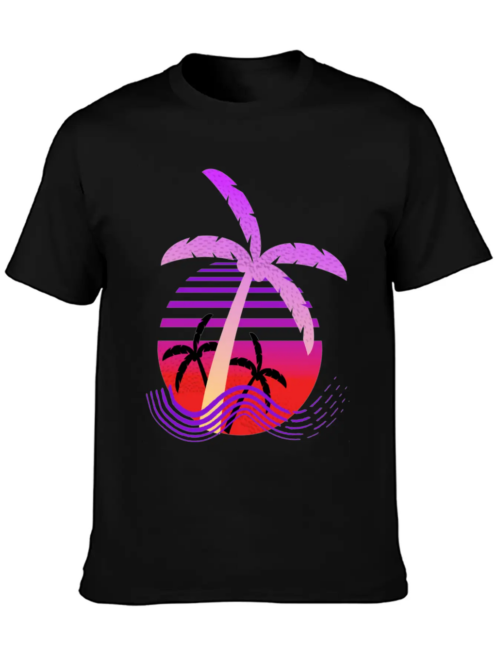 Purple Coconut Tree With Sunrise. Breathable Graphic T-Shirt – Perfect For Casual Days