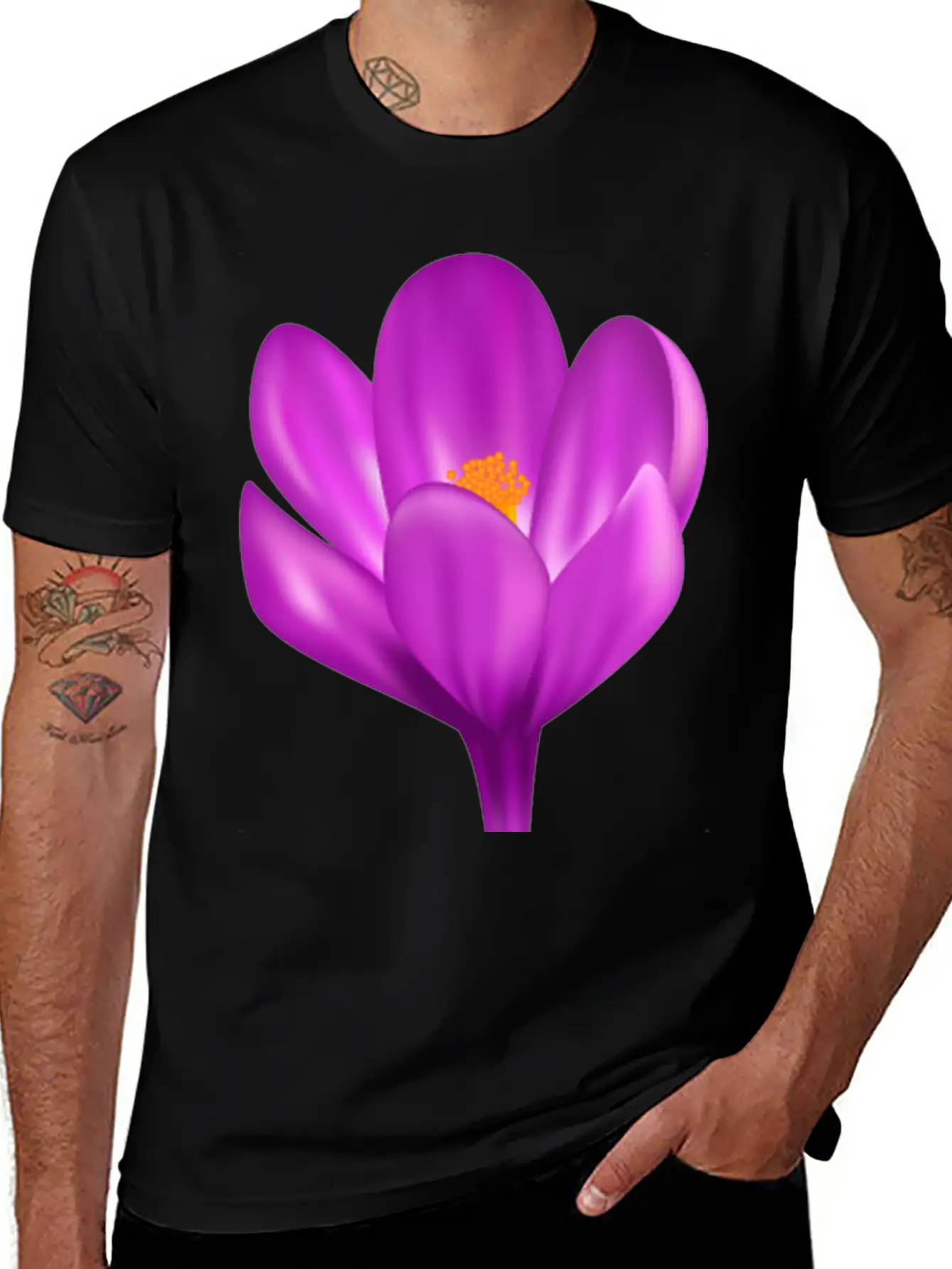 Purple Flower Relaxed Everyday Tee – Lightweight And Durable Cotton