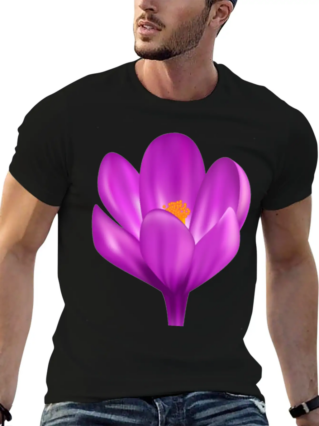 Purple Flower Relaxed Everyday Tee – Lightweight And Durable Cotton