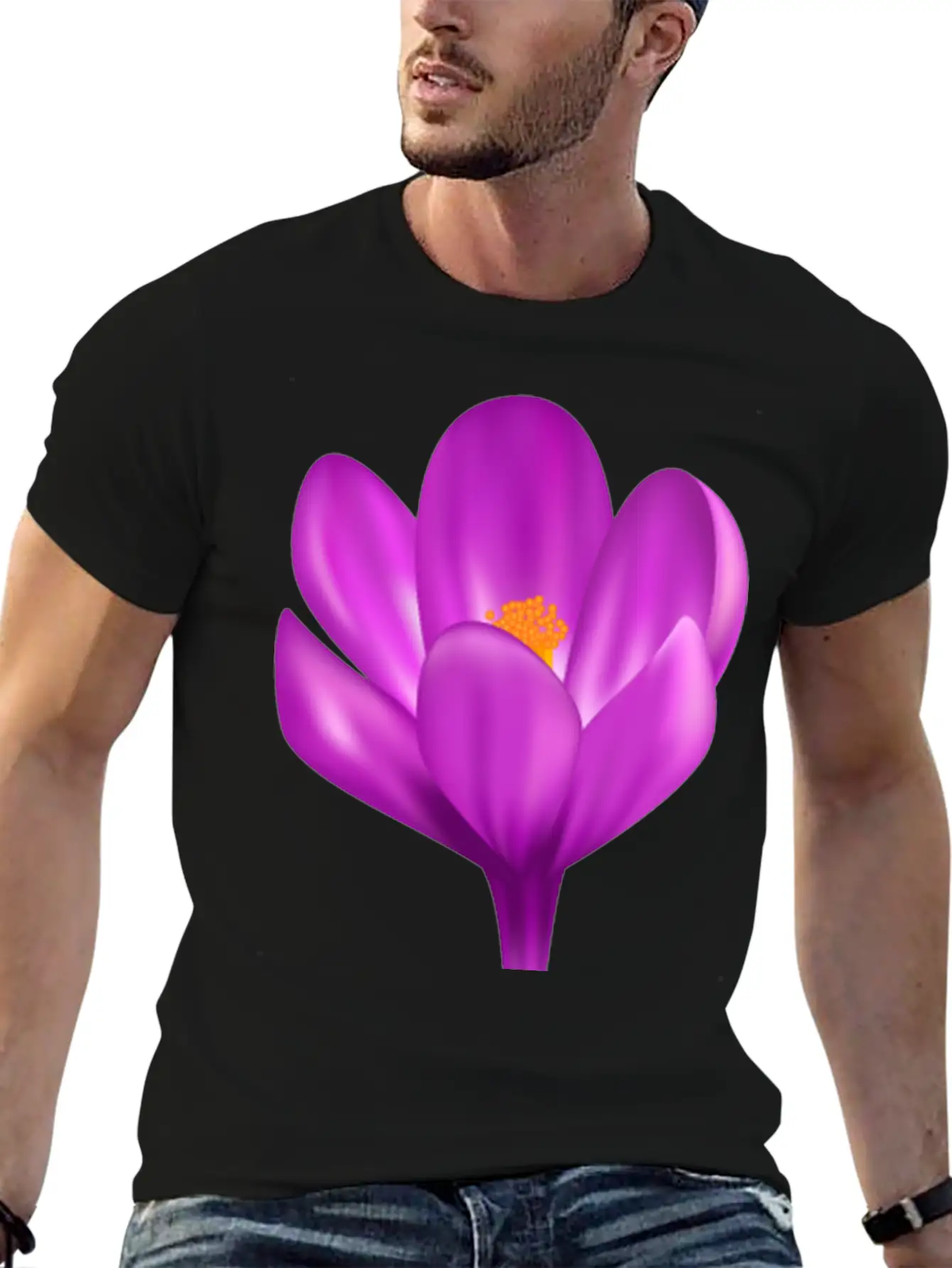 Purple Flower Relaxed Everyday Tee – Lightweight And Durable Cotton