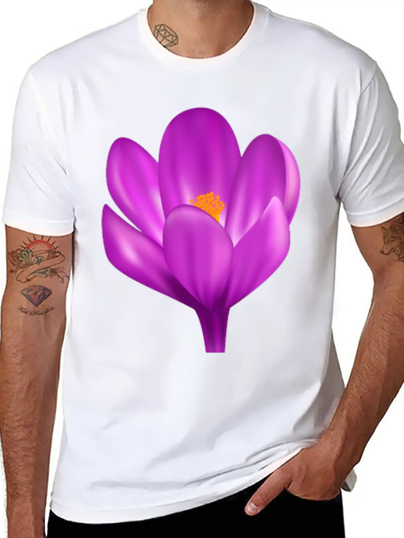 Purple Flower Relaxed Everyday Tee – Lightweight And Durable Cotton