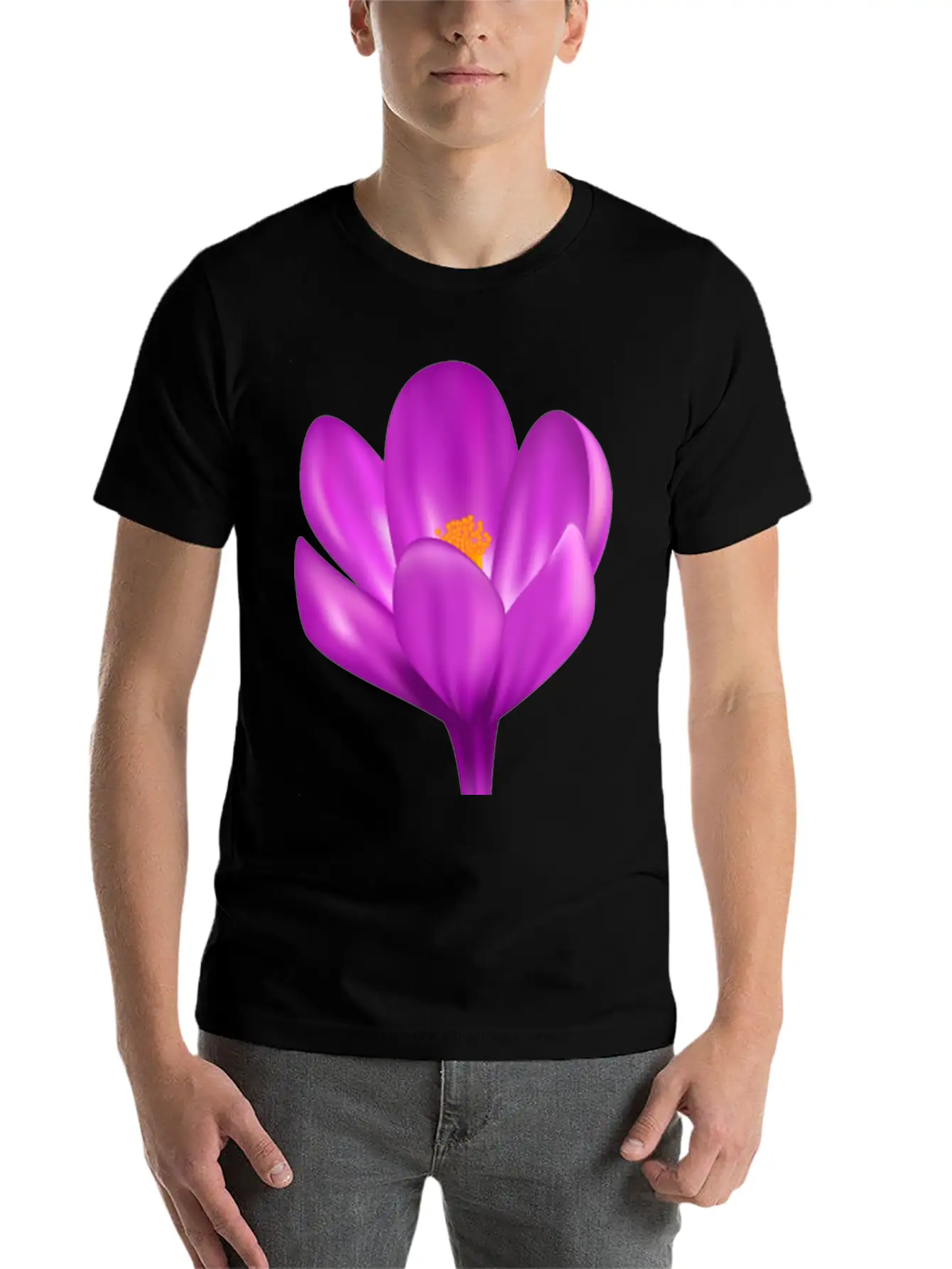 Purple Flower Relaxed Everyday Tee – Lightweight And Durable Cotton