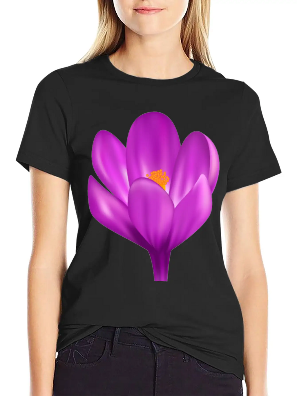 Purple Flower Relaxed Everyday Tee – Lightweight And Durable Cotton