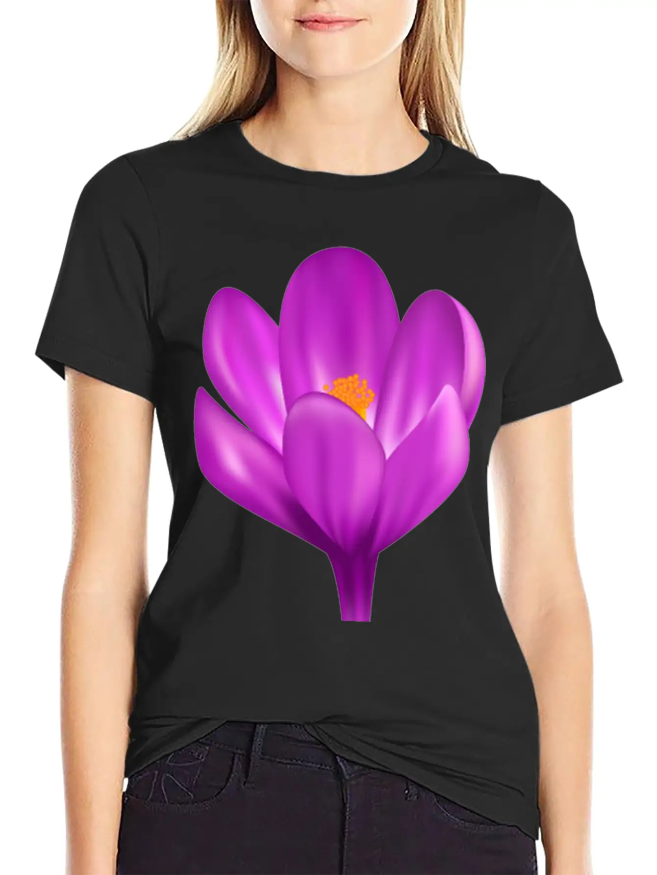 Purple Flower Relaxed Everyday Tee – Lightweight And Durable Cotton