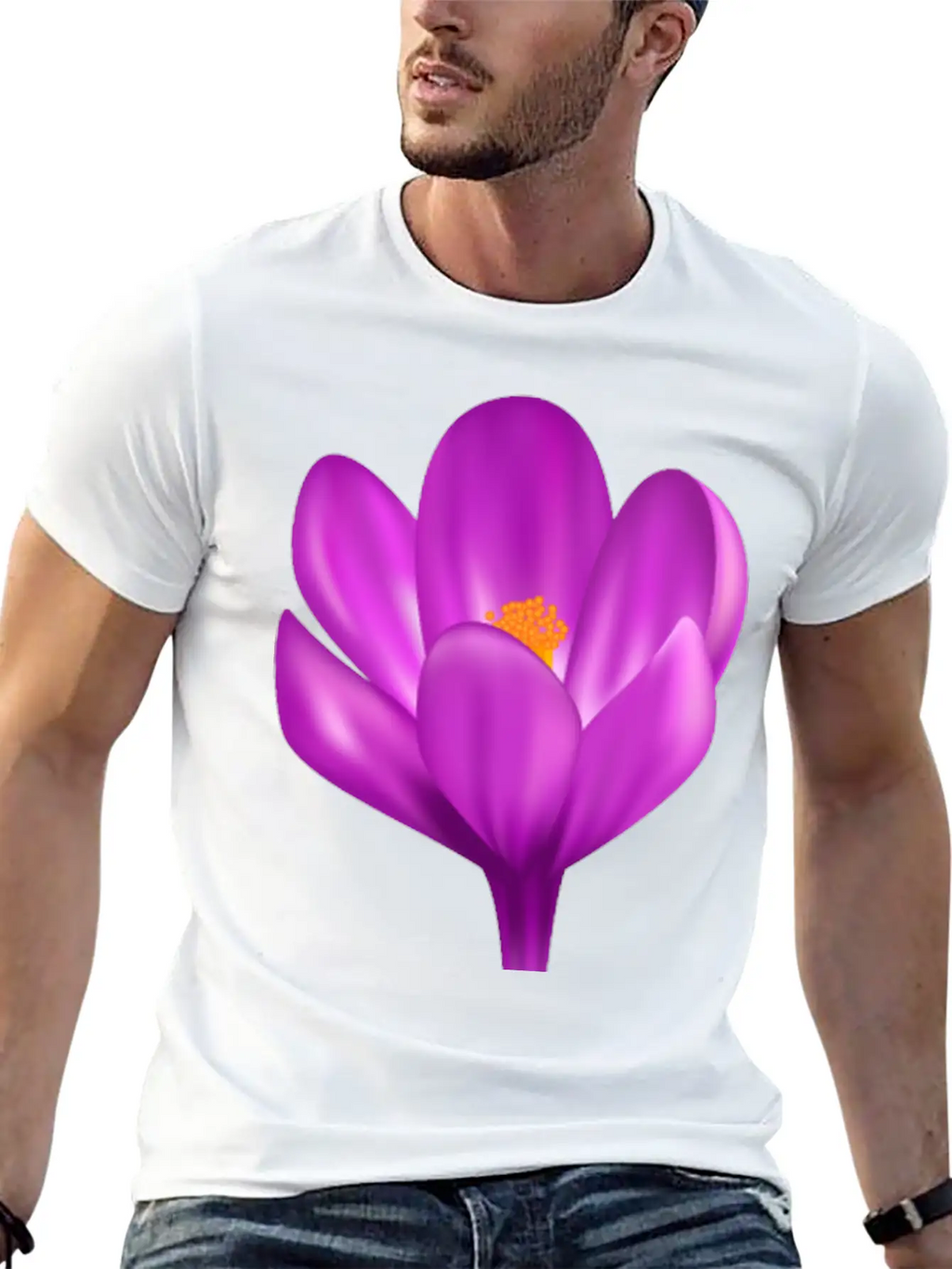 Purple Flower Relaxed Everyday Tee – Lightweight And Durable Cotton