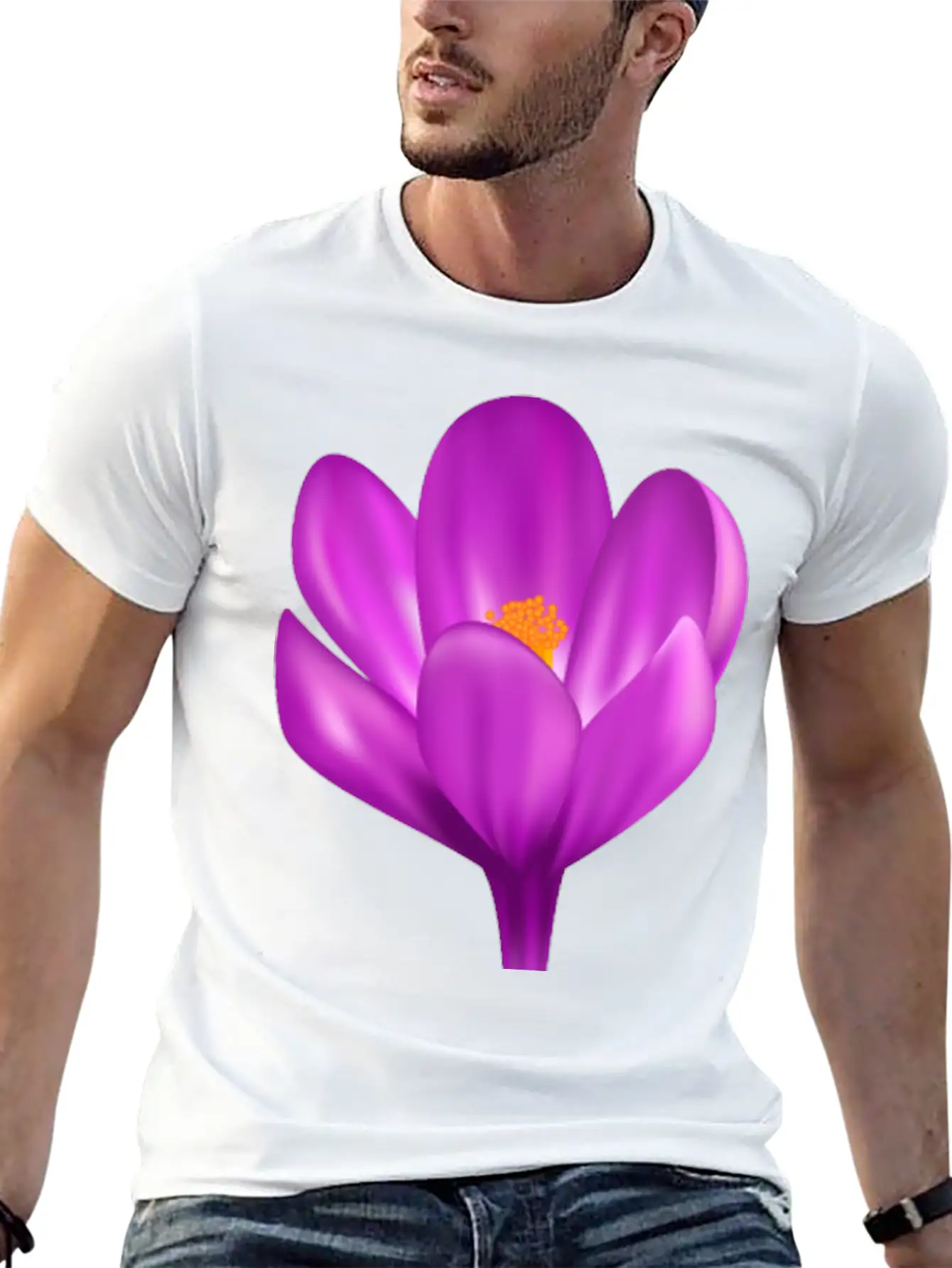 Purple Flower Relaxed Everyday Tee – Lightweight And Durable Cotton
