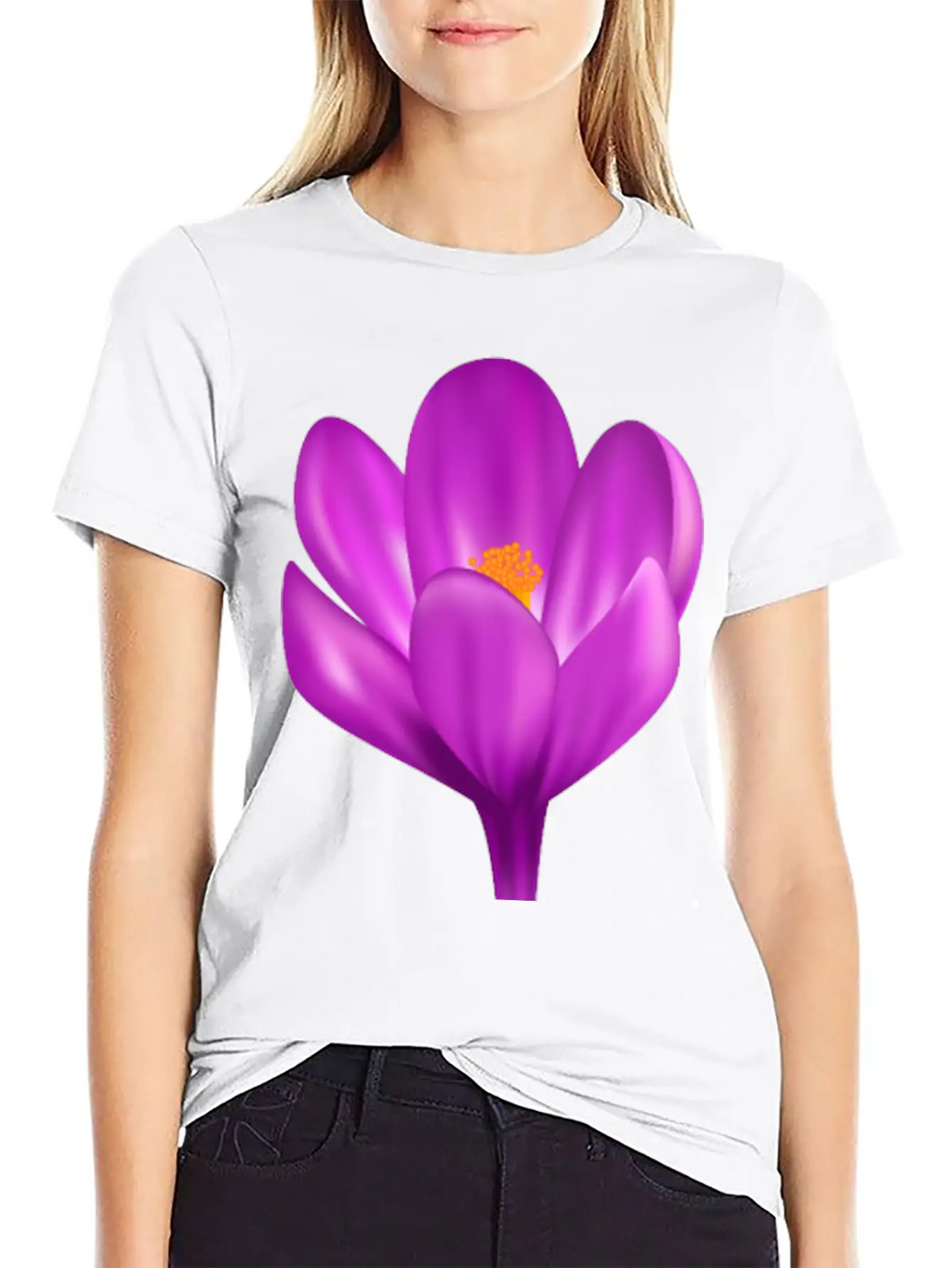 Purple Flower Relaxed Everyday Tee – Lightweight And Durable Cotton