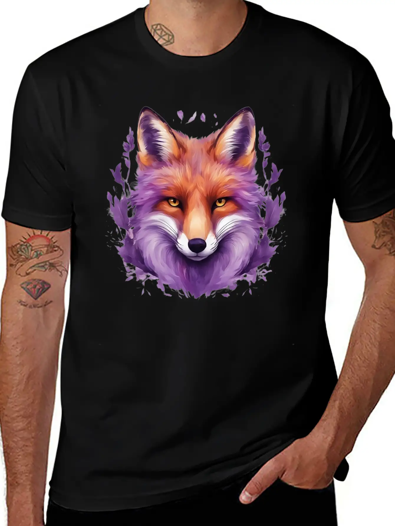 Purple Fox Illustrations Unisex Casual T-Shirt – Clean Design For Daily Comfort