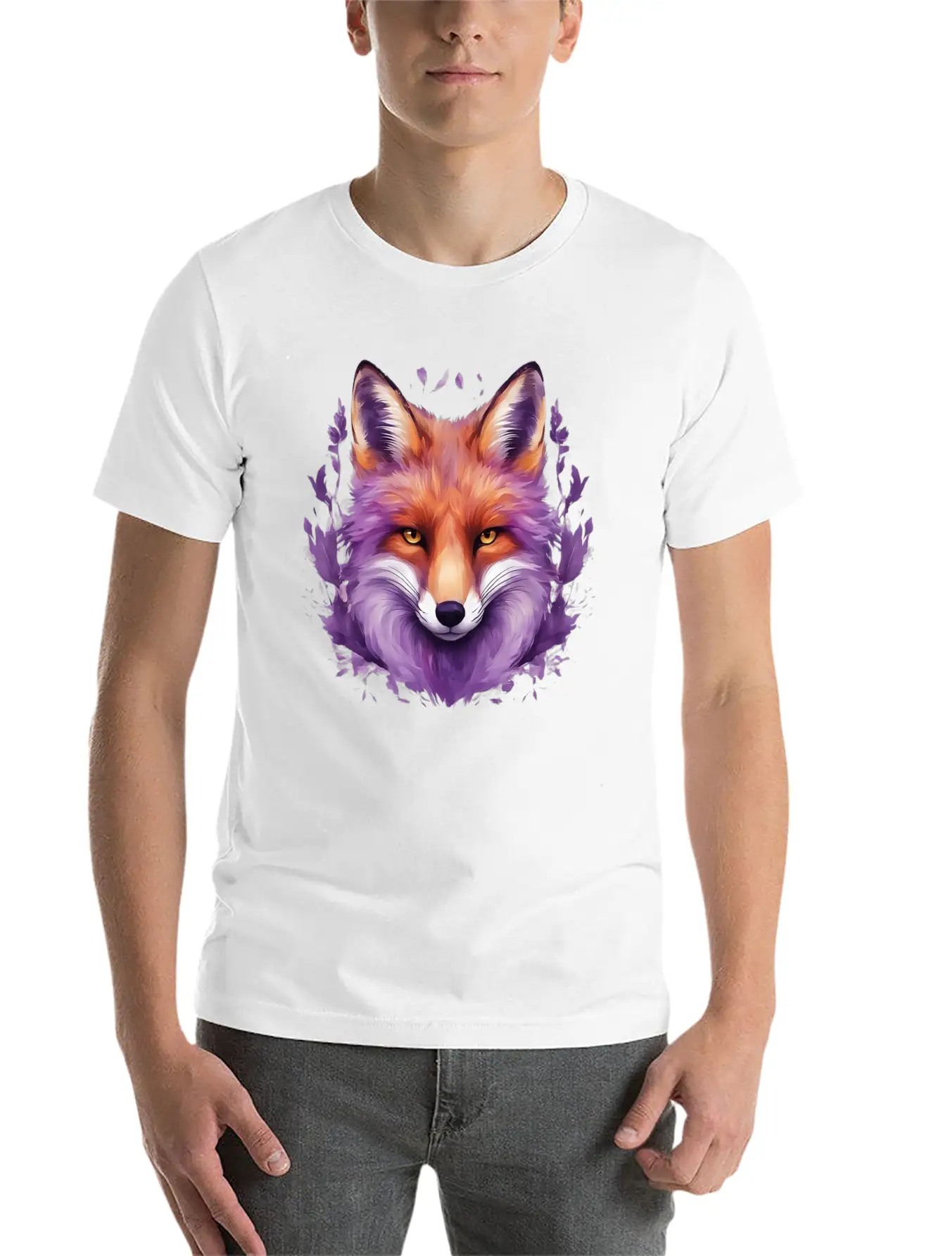 Purple Fox Illustrations Unisex Casual T-Shirt – Clean Design For Daily Comfort