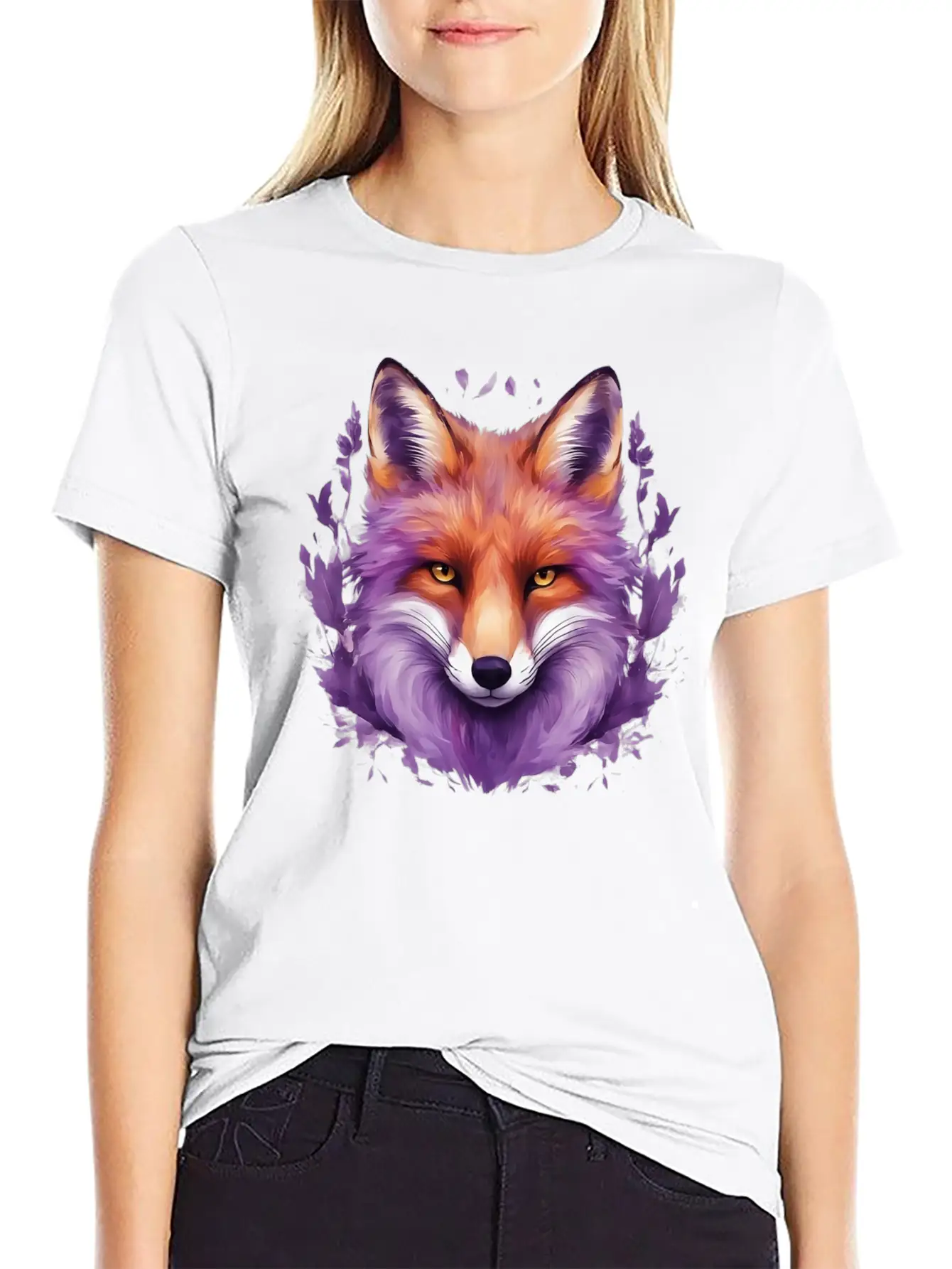 Purple Fox Illustrations Unisex Casual T-Shirt – Clean Design For Daily Comfort