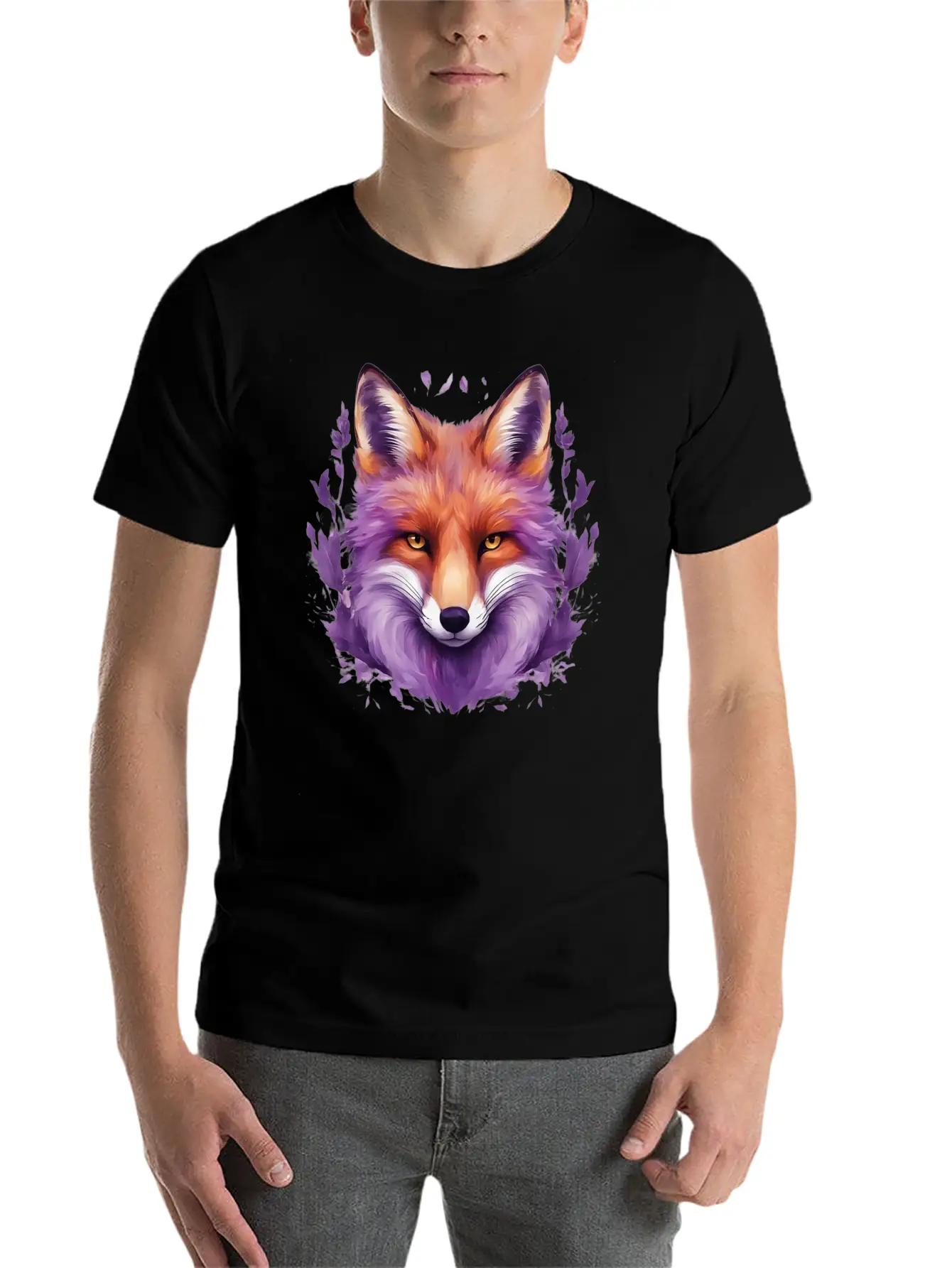 Purple Fox Illustrations Unisex Casual T-Shirt – Clean Design For Daily Comfort
