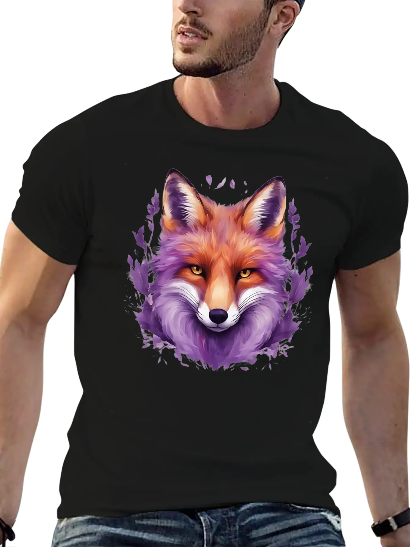 Purple Fox Illustrations Unisex Casual T-Shirt – Clean Design For Daily Comfort