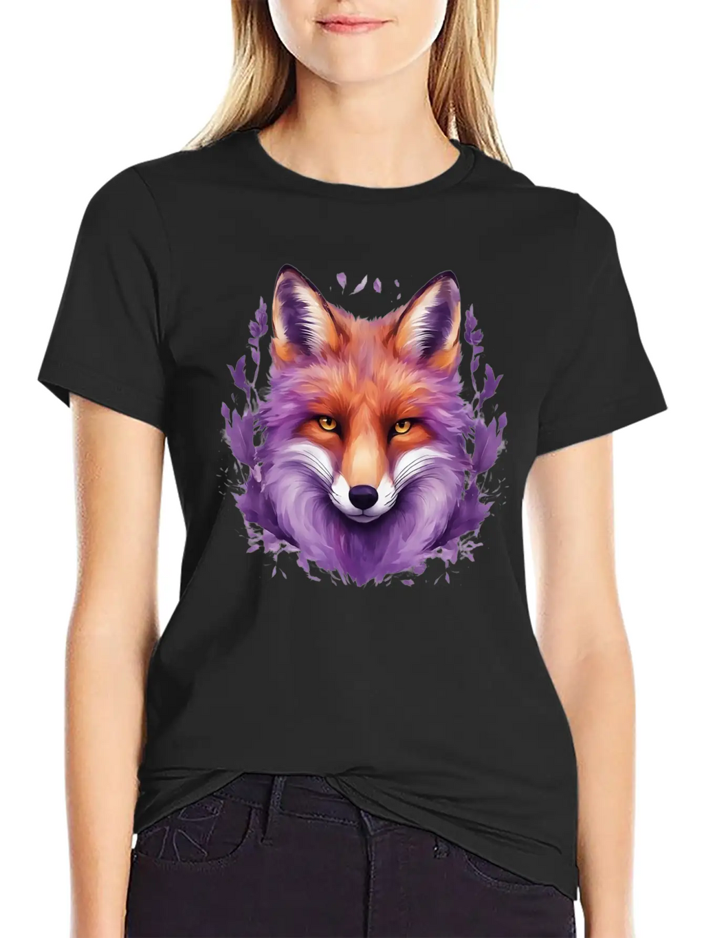 Purple Fox Illustrations Unisex Casual T-Shirt – Clean Design For Daily Comfort