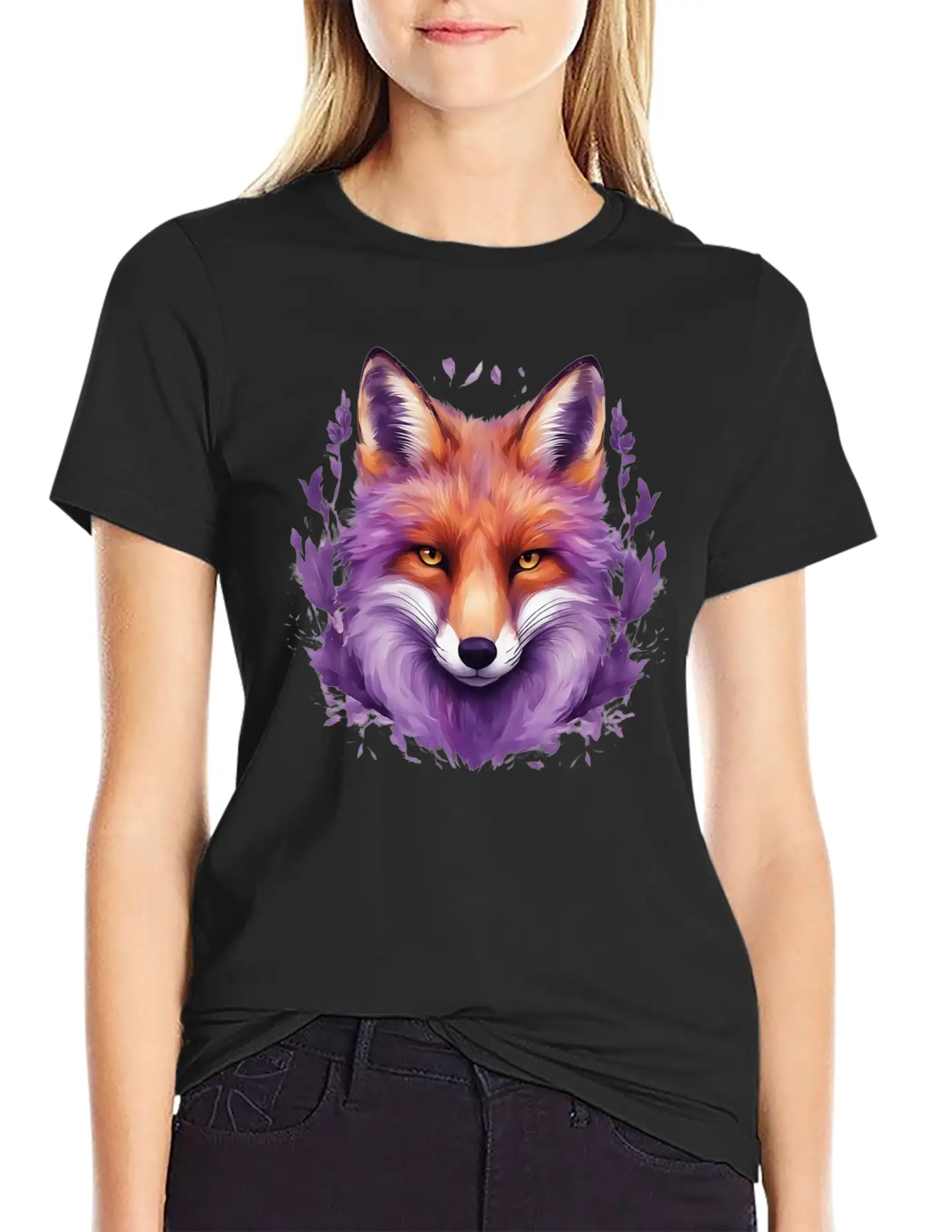 Purple Fox Illustrations Unisex Casual T-Shirt – Clean Design For Daily Comfort
