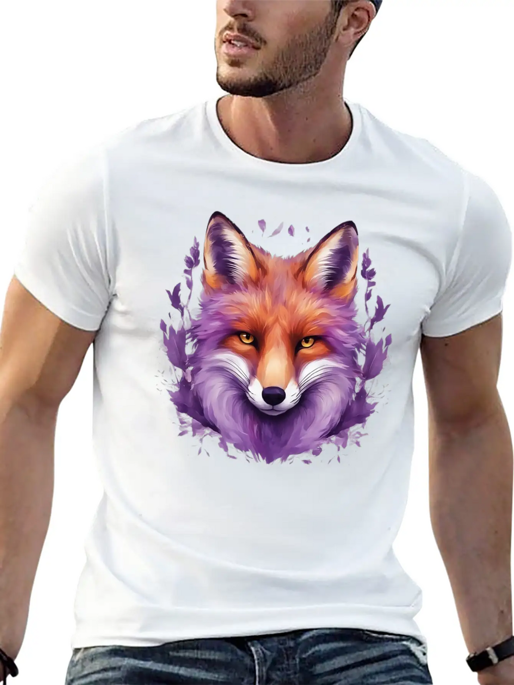 Purple Fox Illustrations Unisex Casual T-Shirt – Clean Design For Daily Comfort