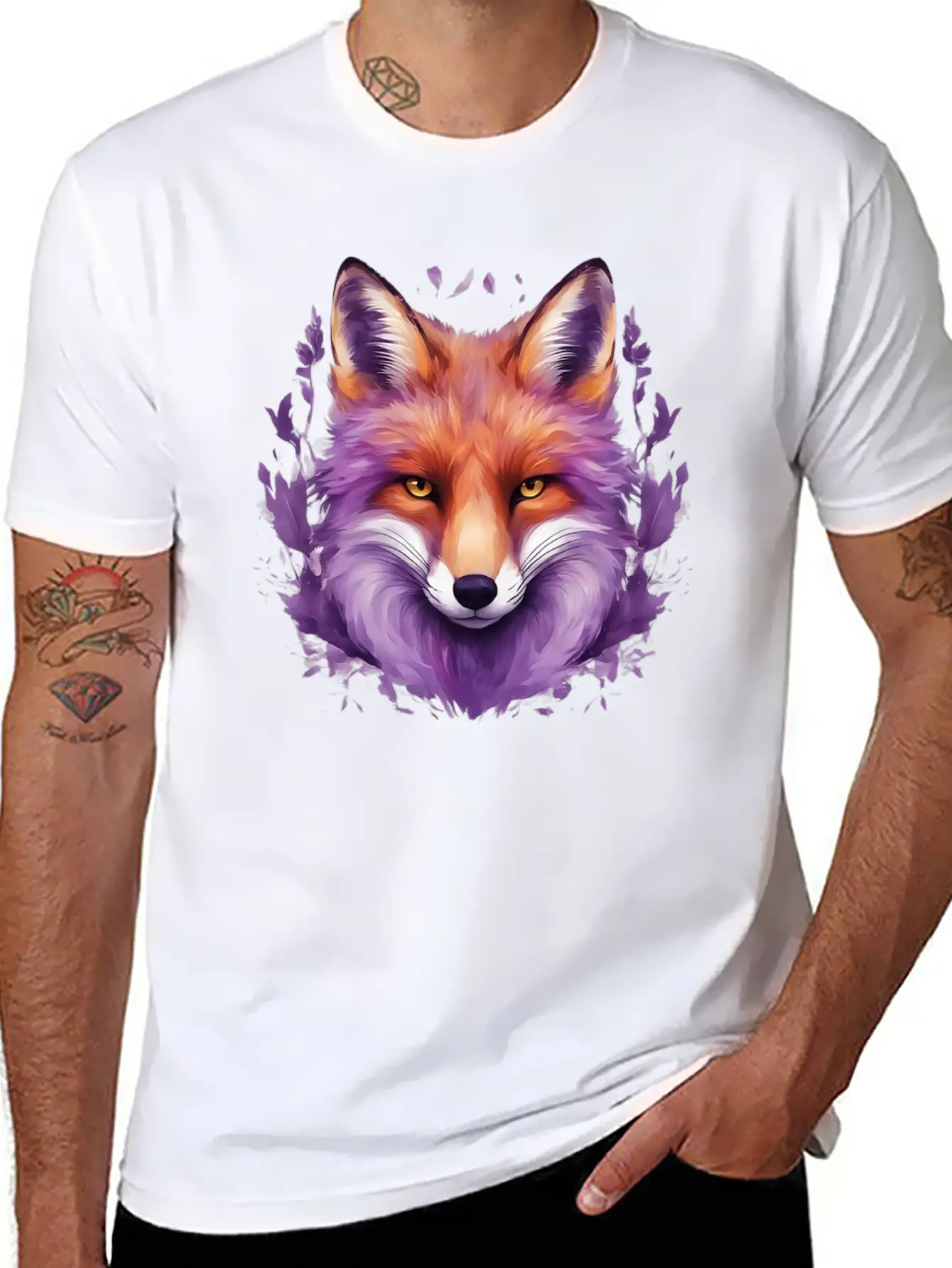 Purple Fox Illustrations Unisex Casual T-Shirt – Clean Design For Daily Comfort