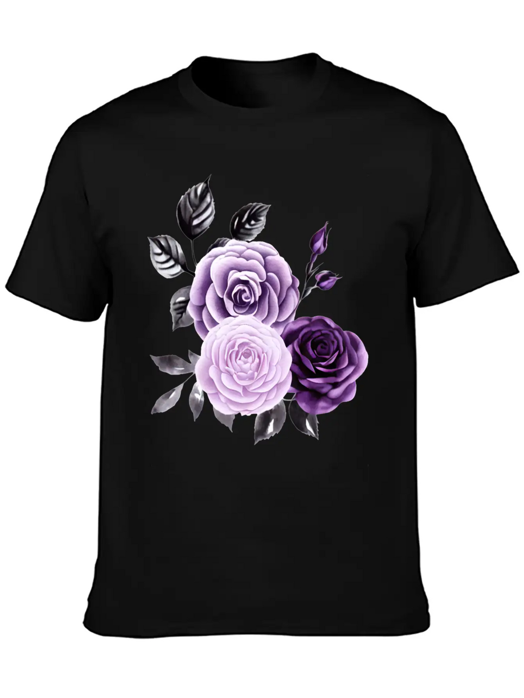 Purple Roses Essential Cotton Tee For Daily Outfits – Unisex Style